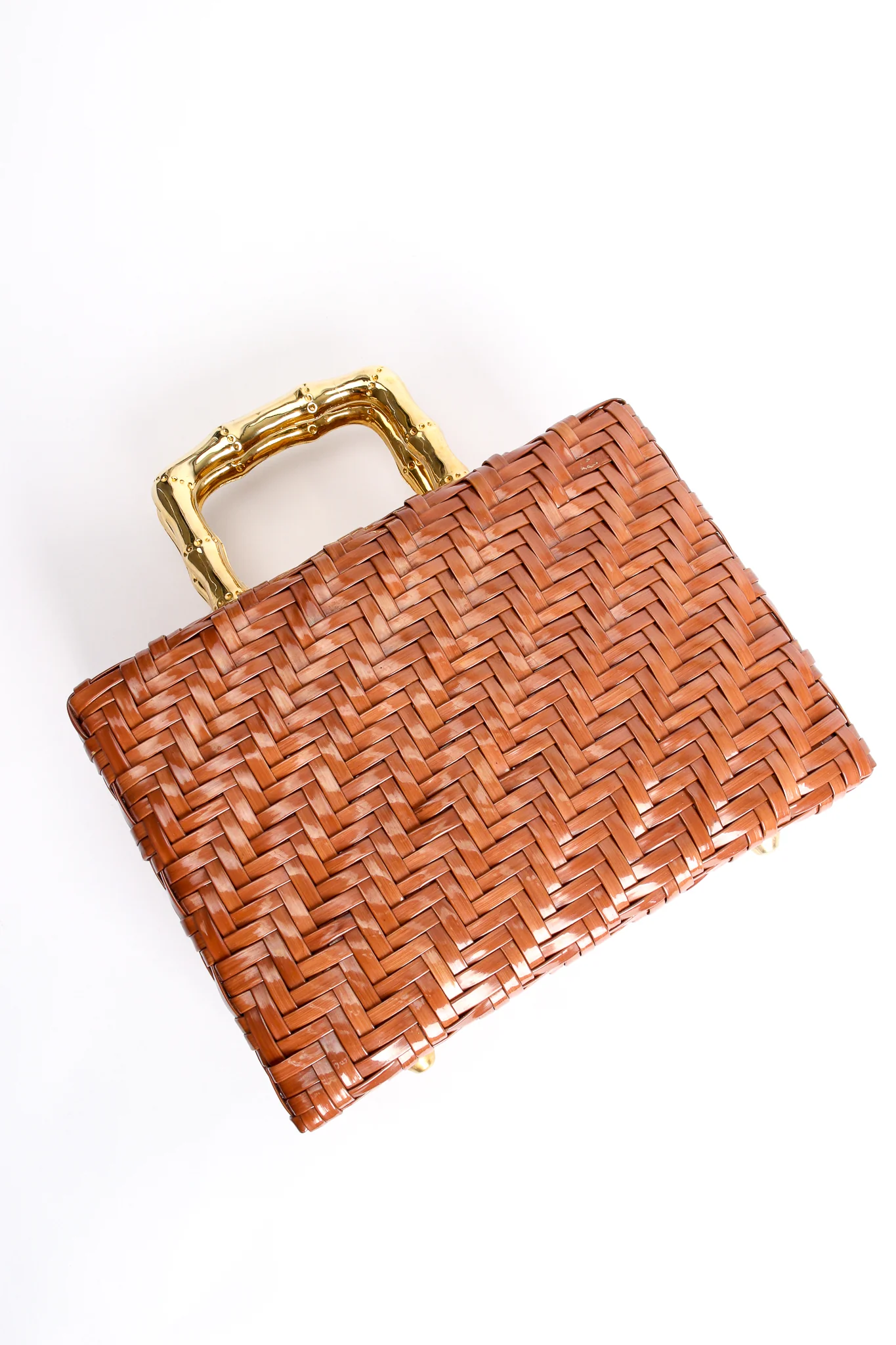 Herringbone Wicker Box Bag - Image 2