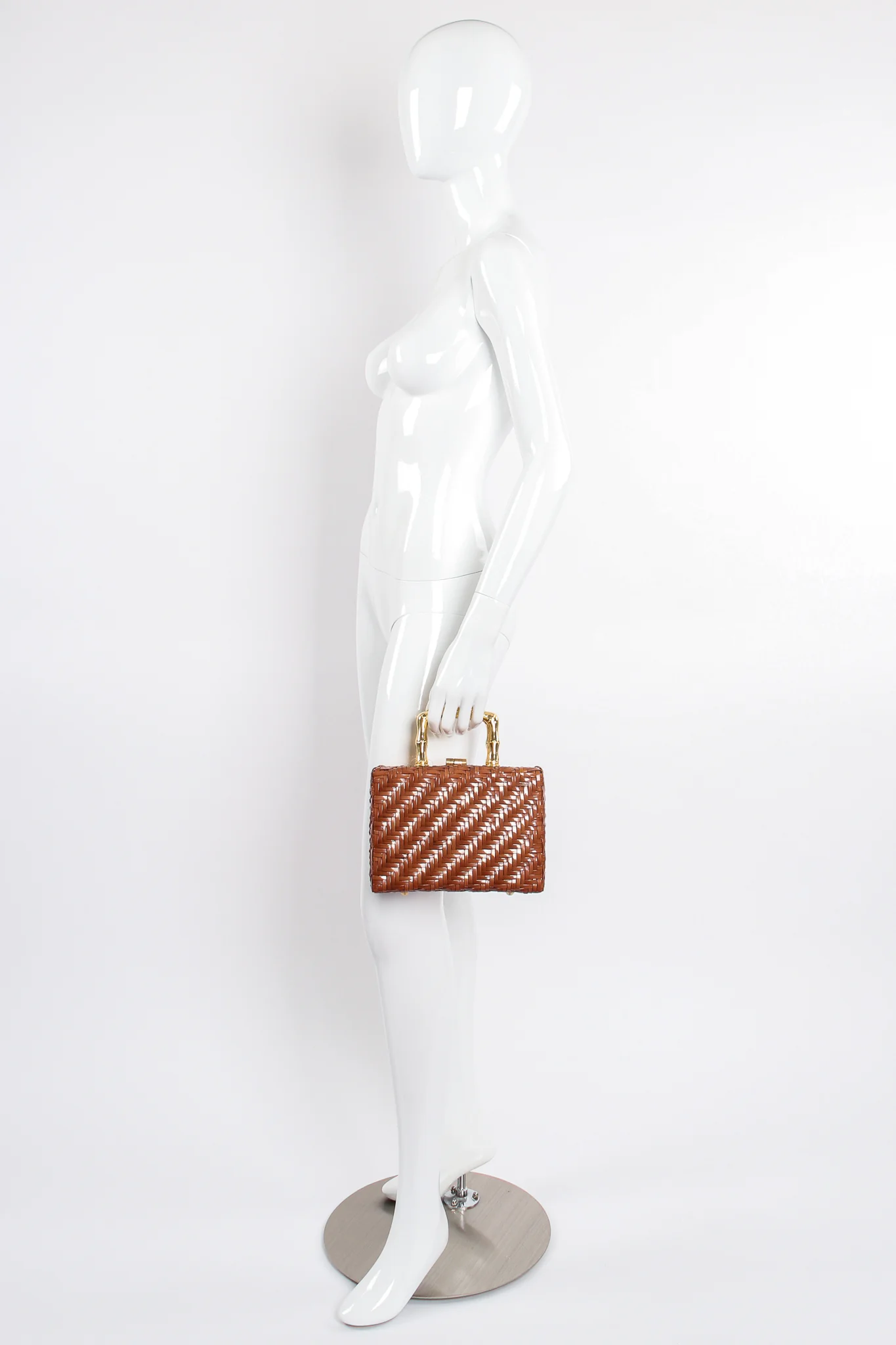 Herringbone Wicker Box Bag - Image 3