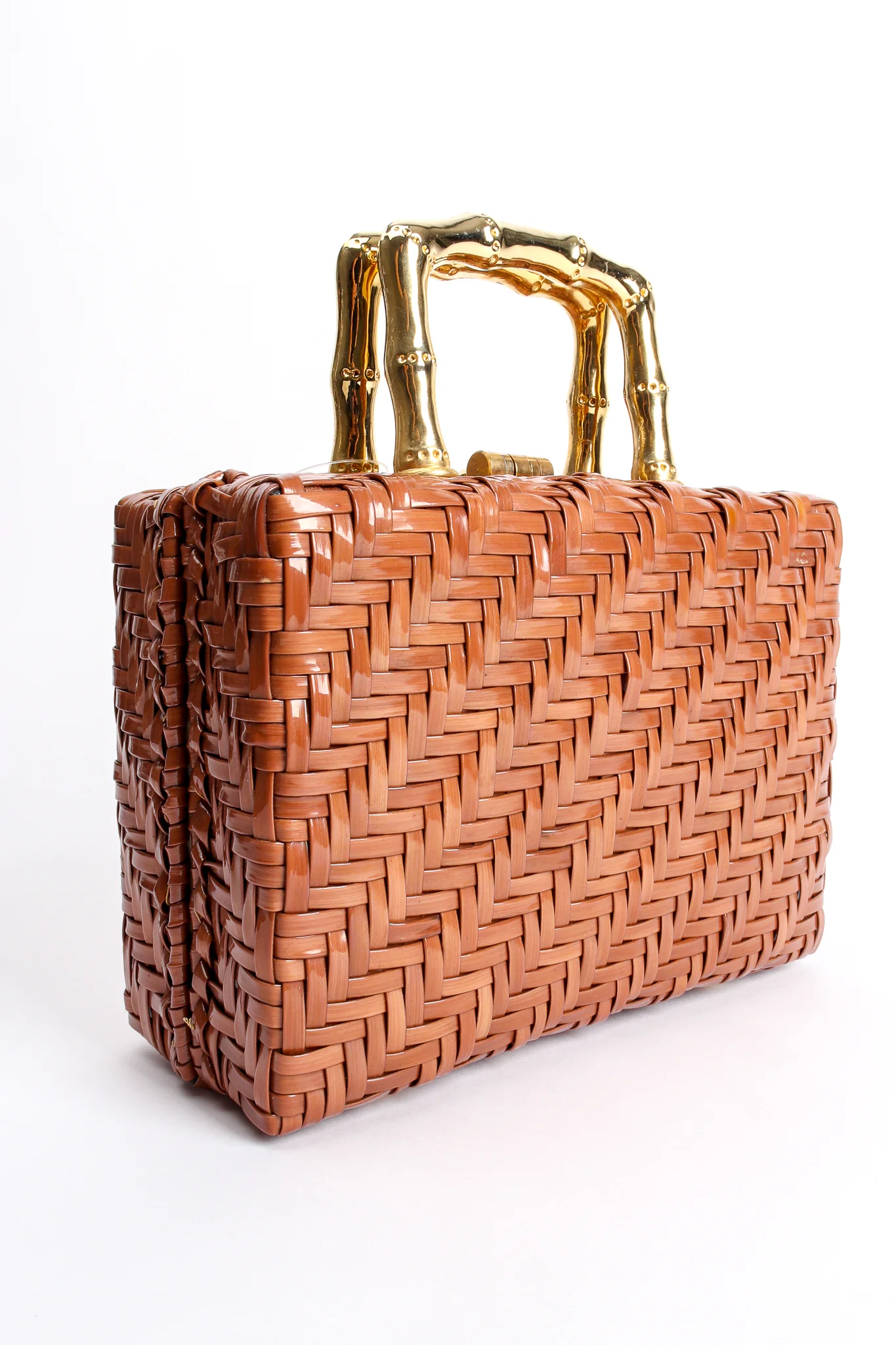 Herringbone Wicker Box Bag - Image 4