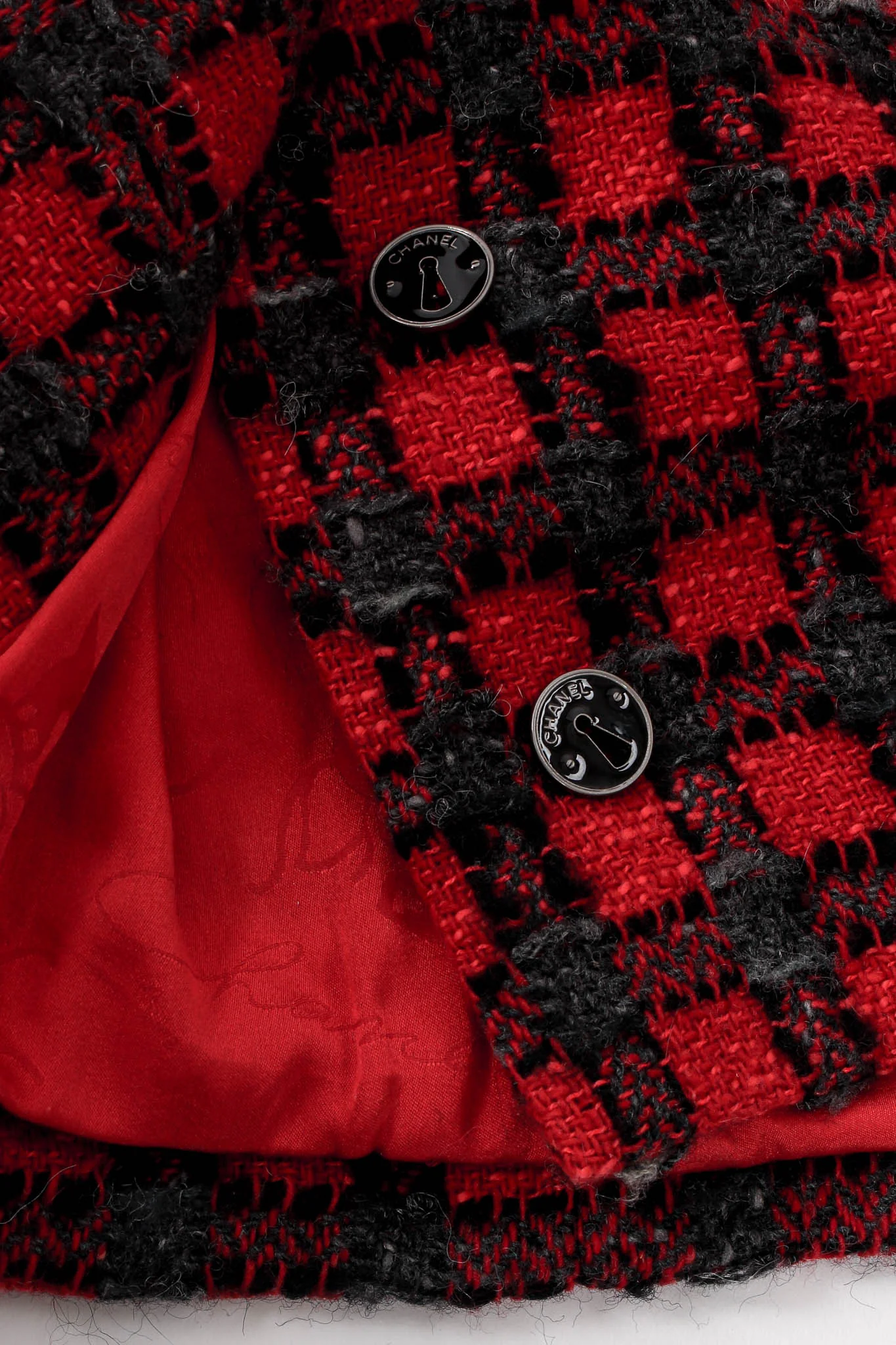 2007 A/W High-Waisted Checkered Tweed Skirt - Image 6