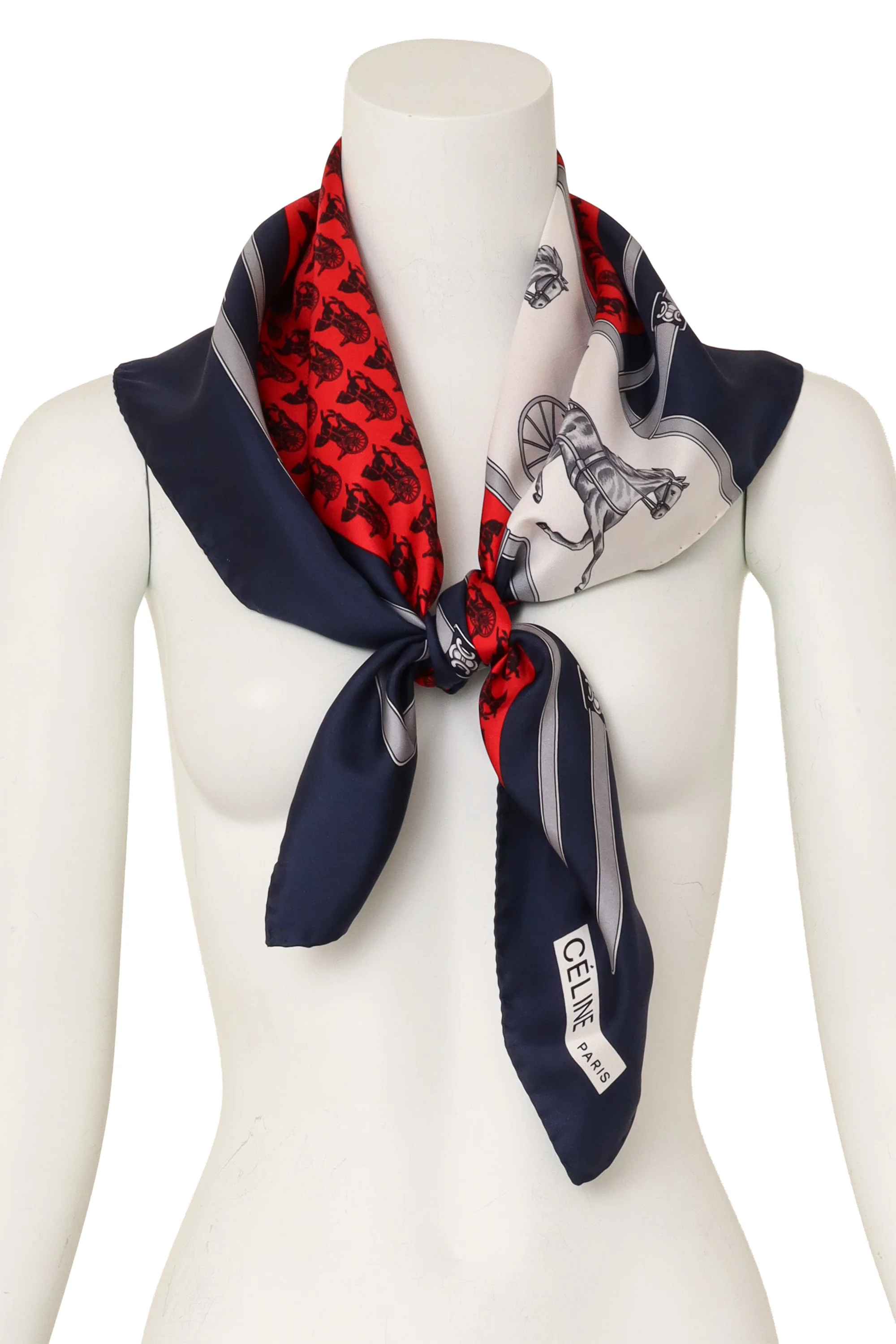 Horse & Carriage Print Silk Scarf - Image 2