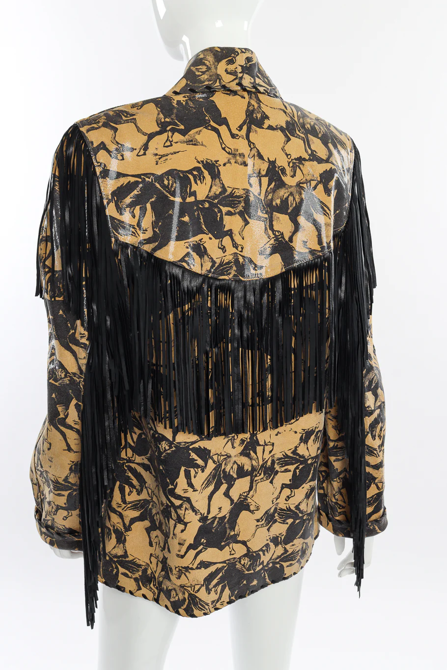 Horse Print Leather Fringe Blazer - Image 5