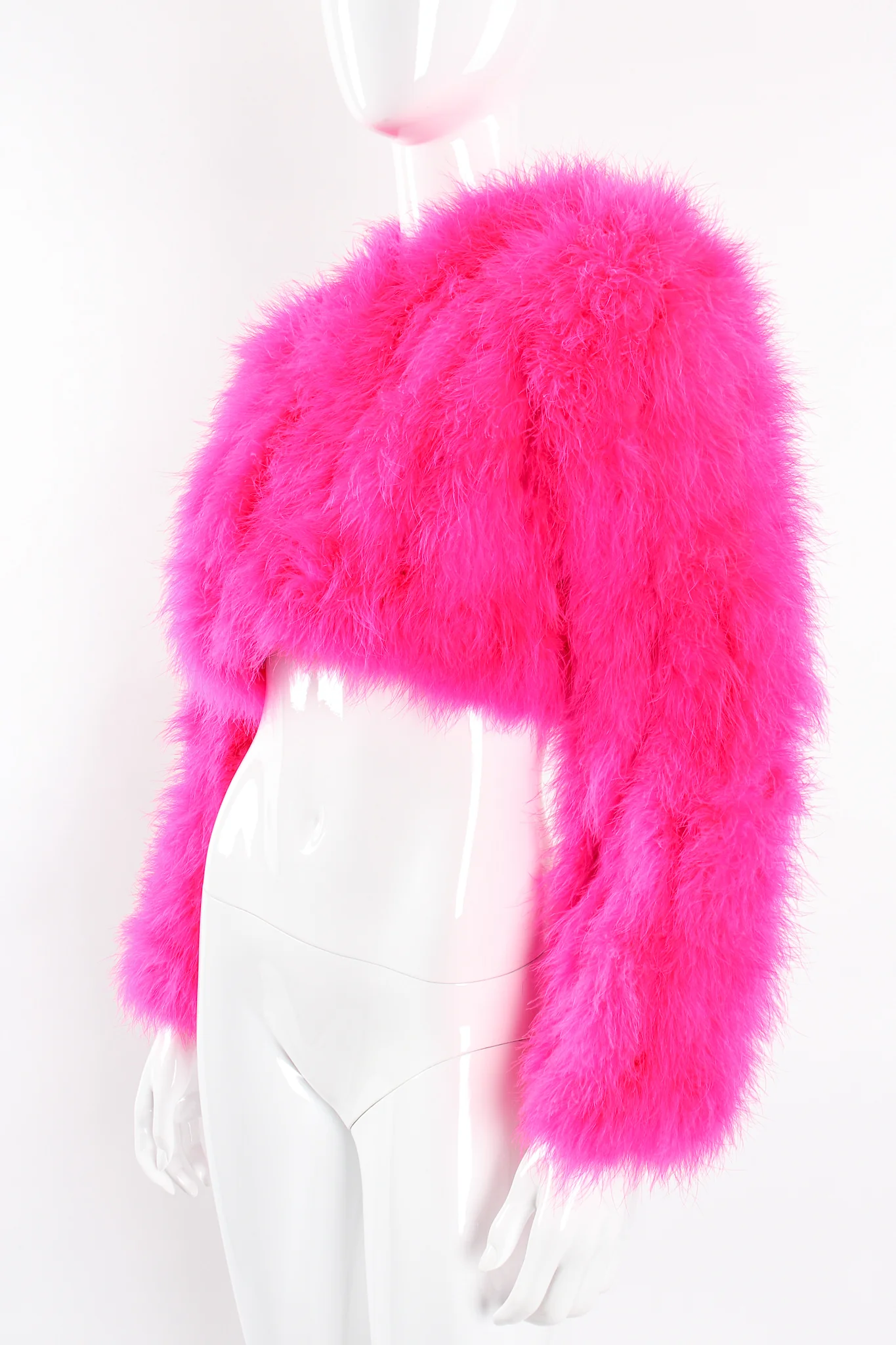 Hot Marabou Cropped Jacket - Image 5
