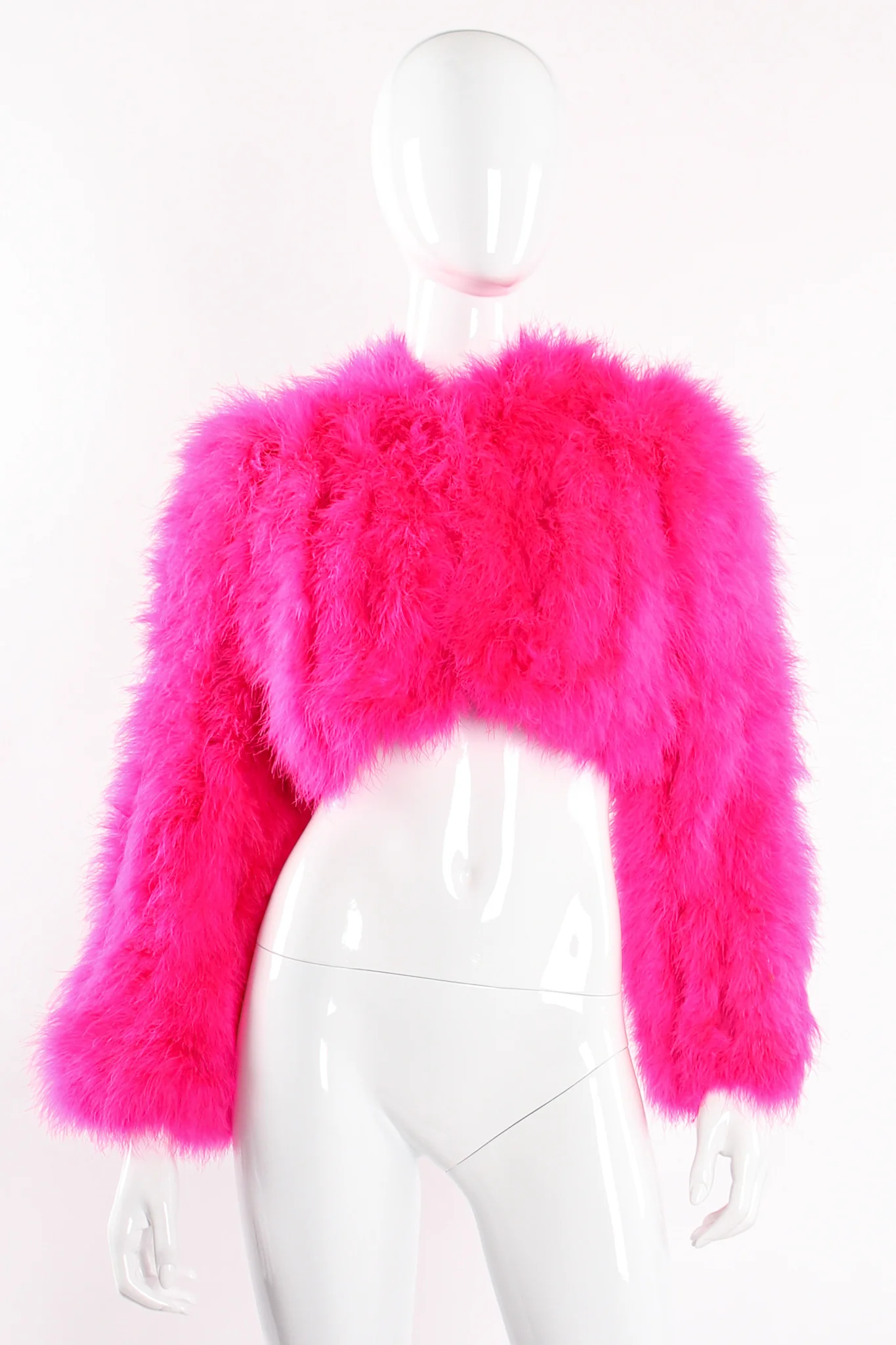 Hot Marabou Cropped Jacket - Image 7