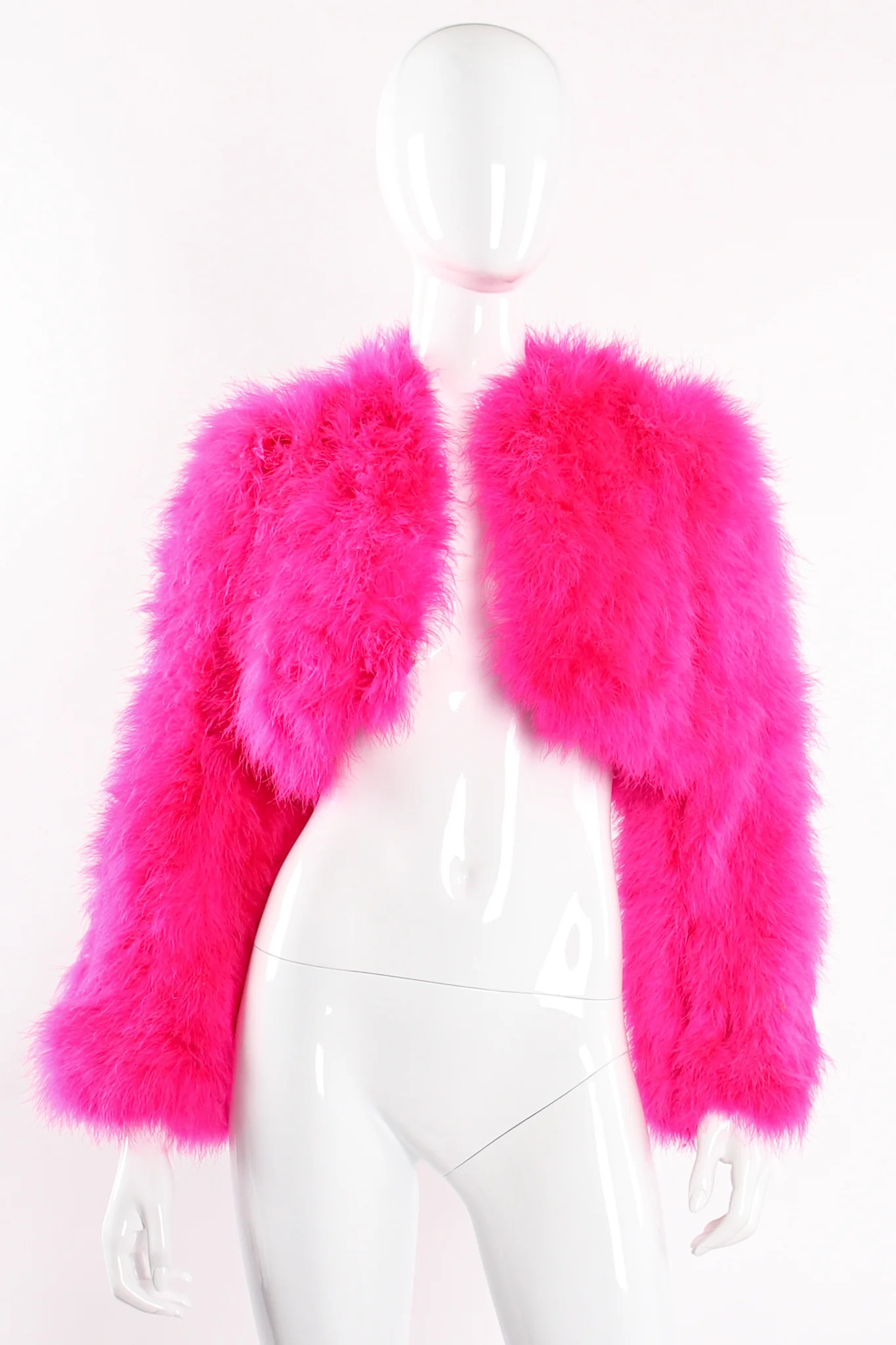 Hot Marabou Cropped Jacket - Image 8