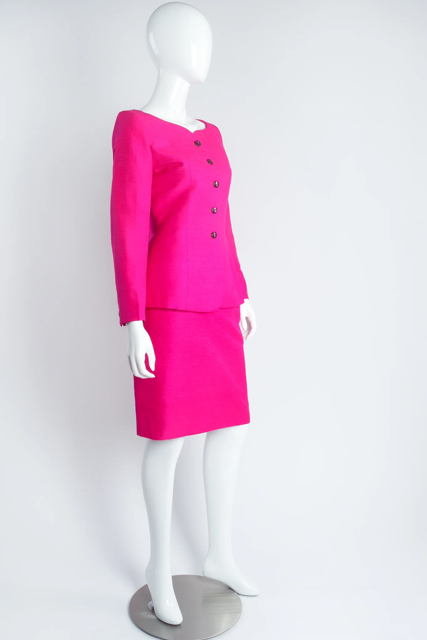 Hot Neon Silk Jacket & Skirt Set - Image 2