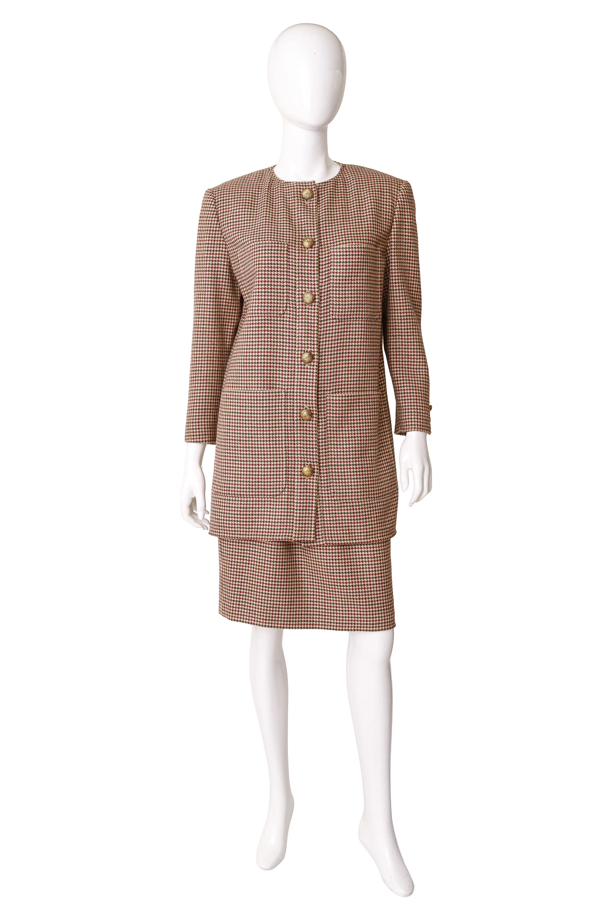 Houndstooth Jacket & Skirt Suit Set