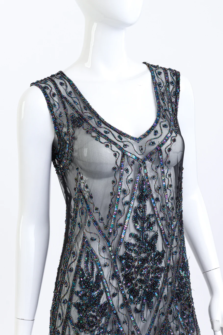 Iridescent Beaded Fringe Flapper Dress - Image 4