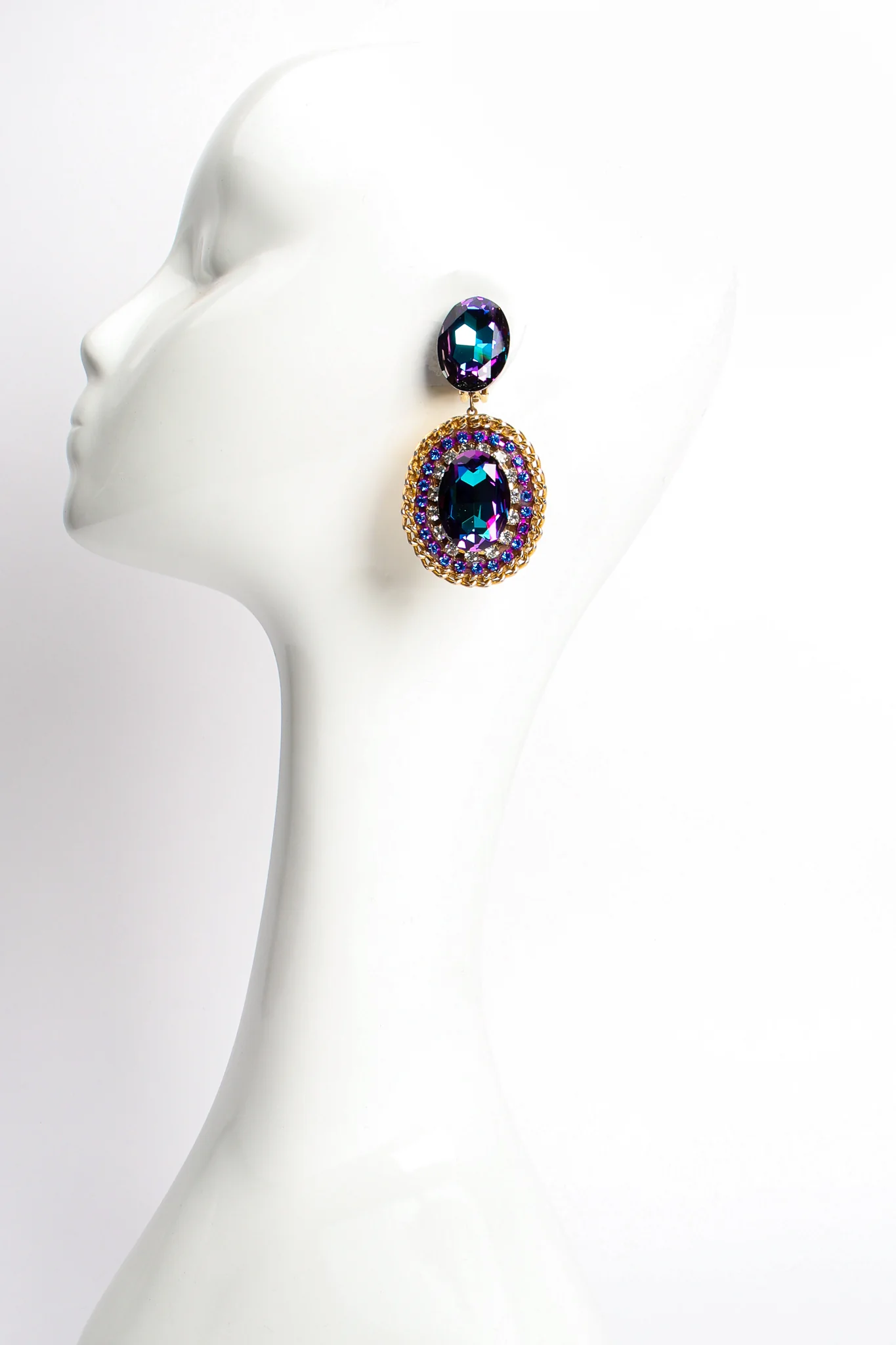 Iridescent Crystal Rhinestone Wrapped Earrings - Image 3