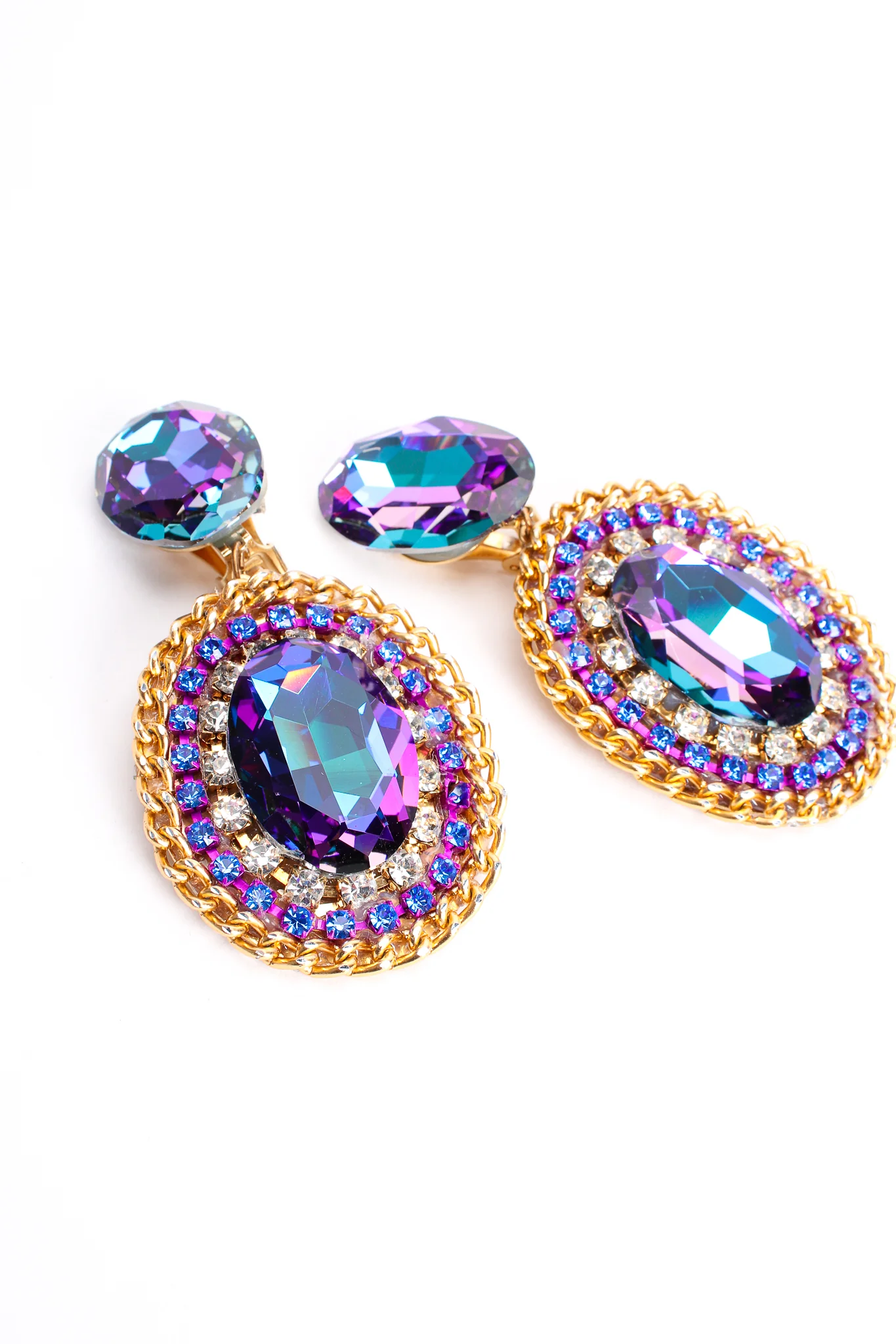 Iridescent Crystal Rhinestone Wrapped Earrings - Image 6