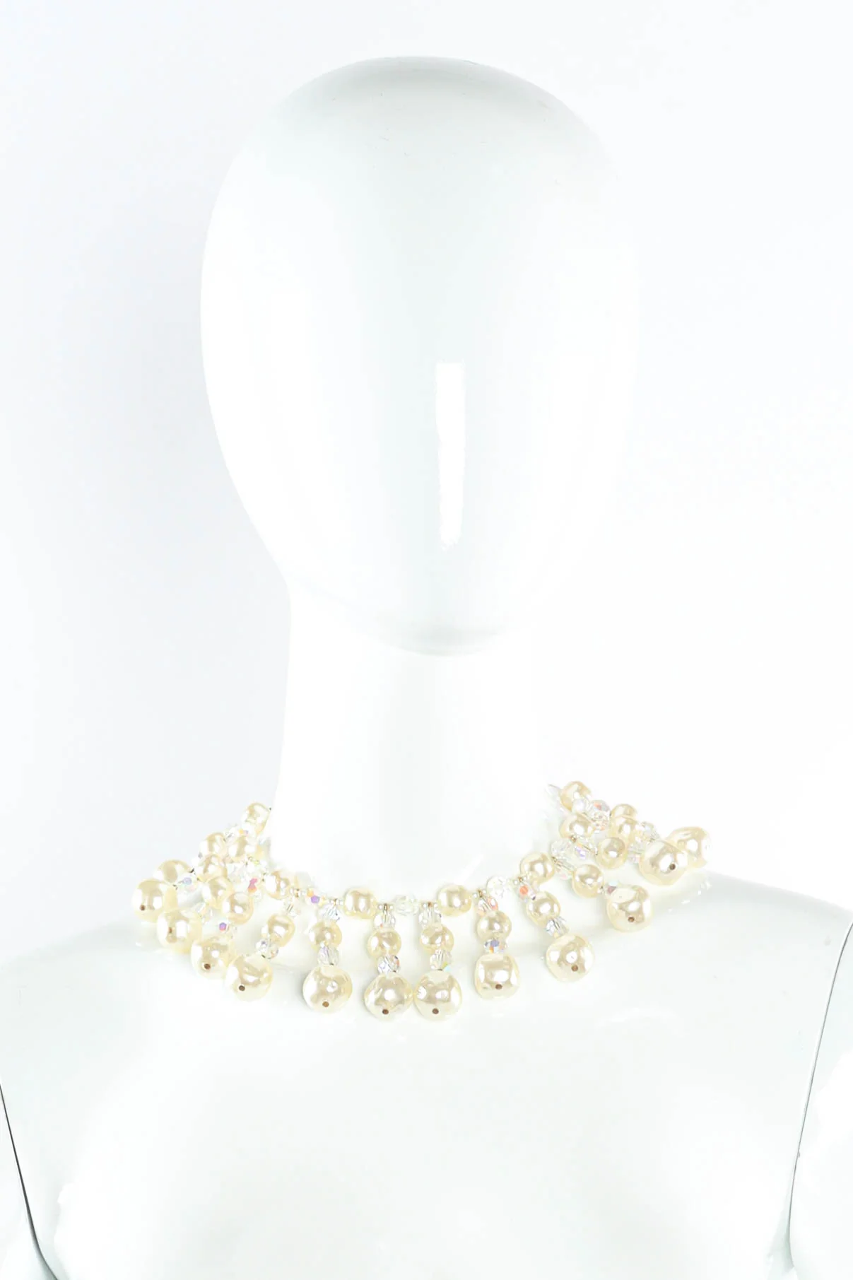 Iridescent Pearl Bib Choker Necklace - Image 2