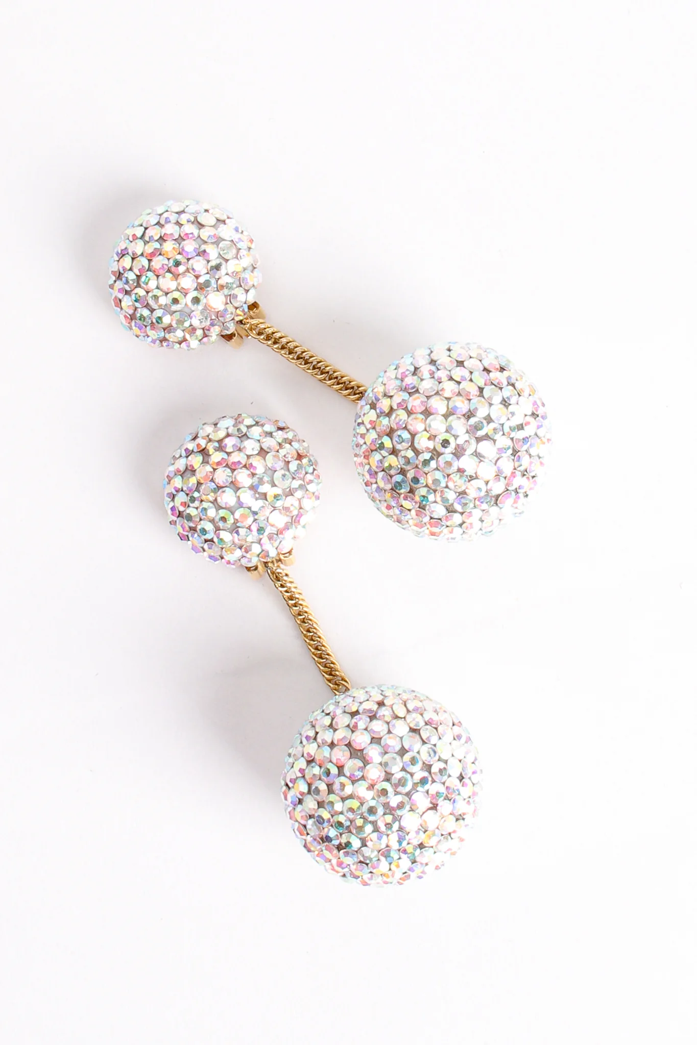 Iridescent Rhinestone Ball Drop Earrings