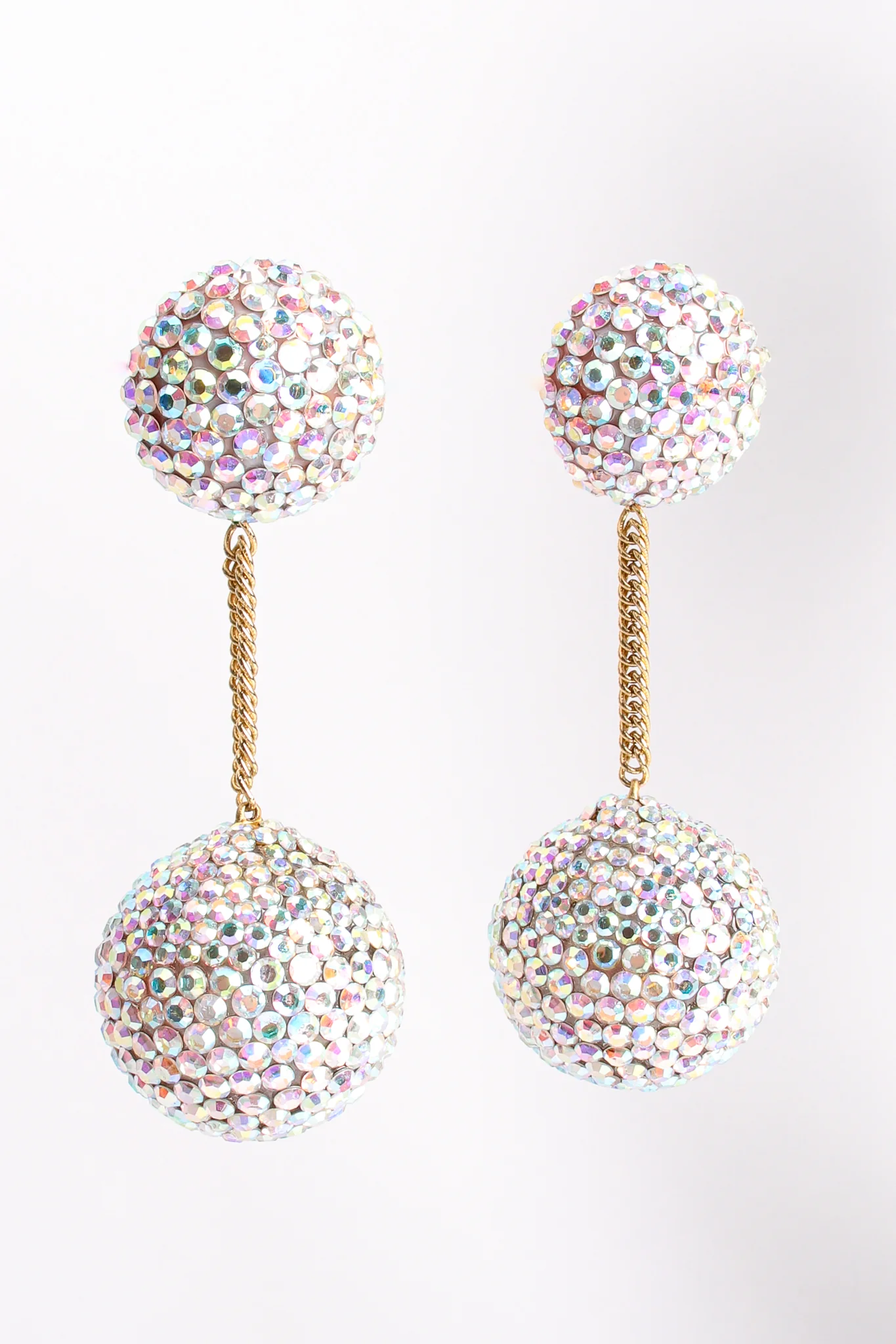 Iridescent Rhinestone Ball Drop Earrings - Image 4
