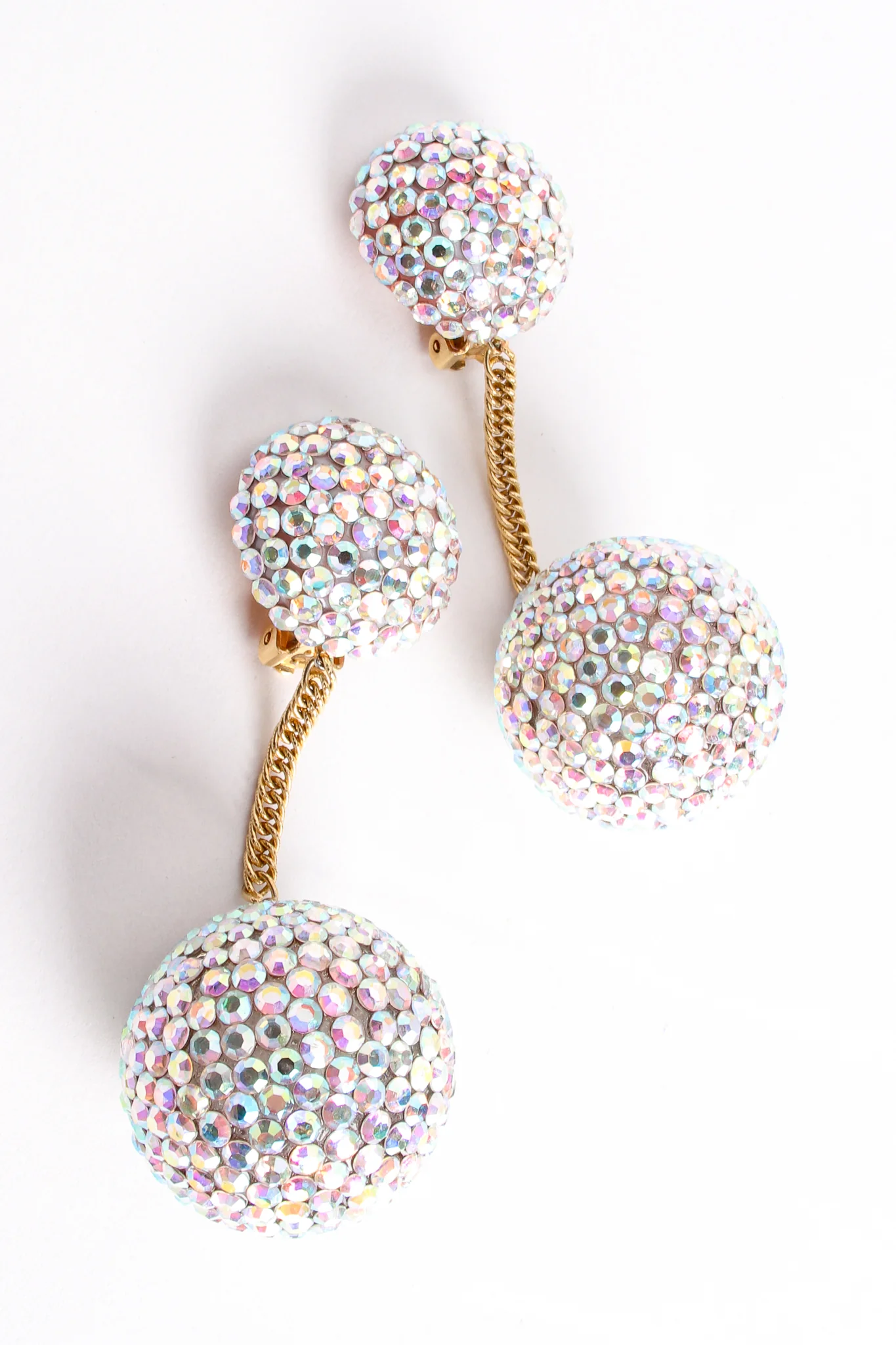 Iridescent Rhinestone Ball Drop Earrings - Image 5