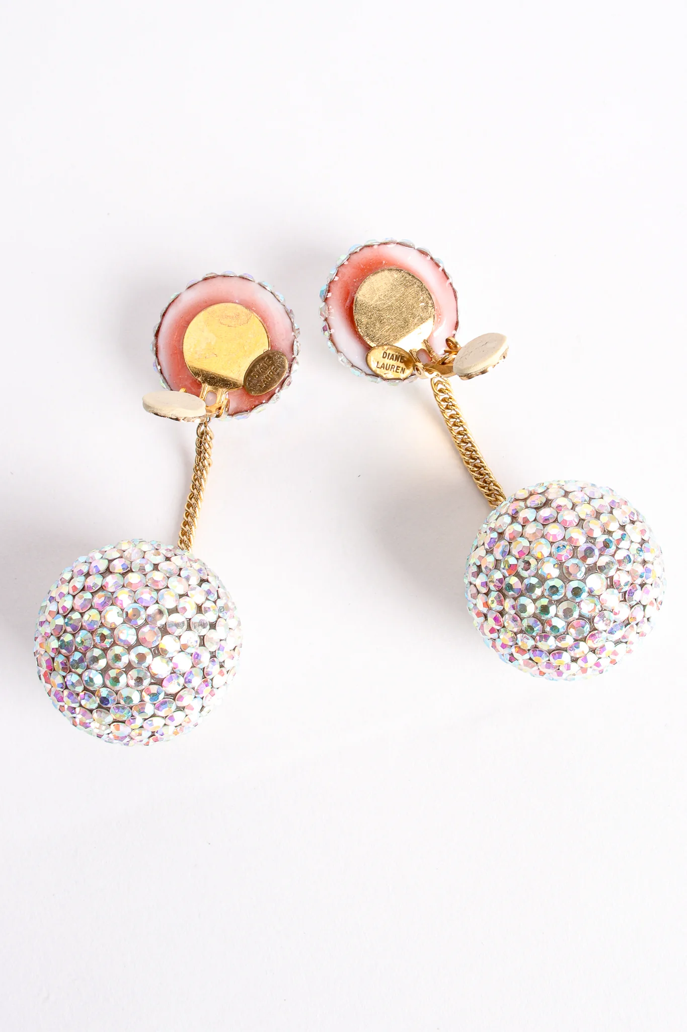Iridescent Rhinestone Ball Drop Earrings - Image 8