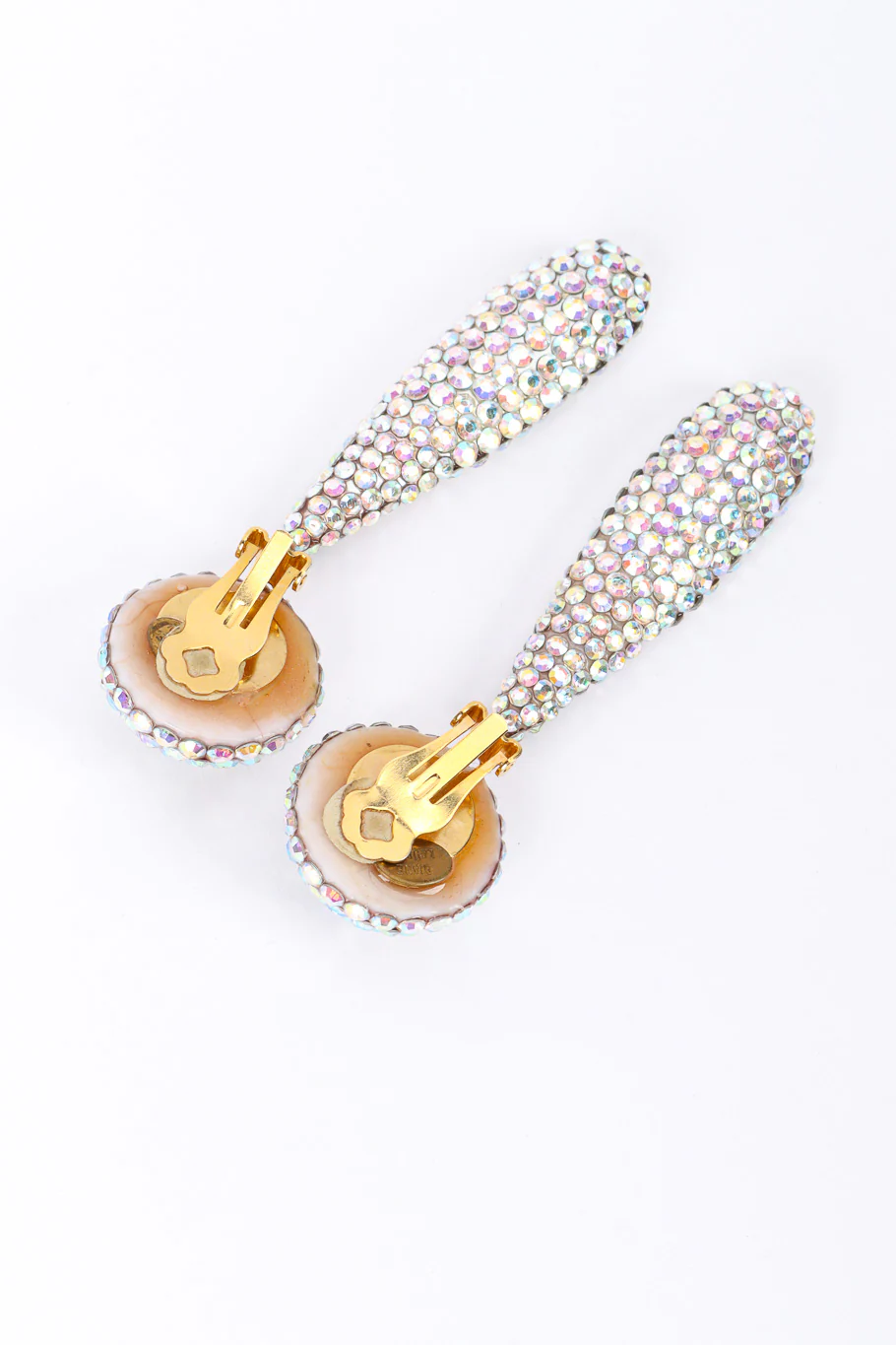 Iridescent Rhinestone Drop Earrings - Image 4