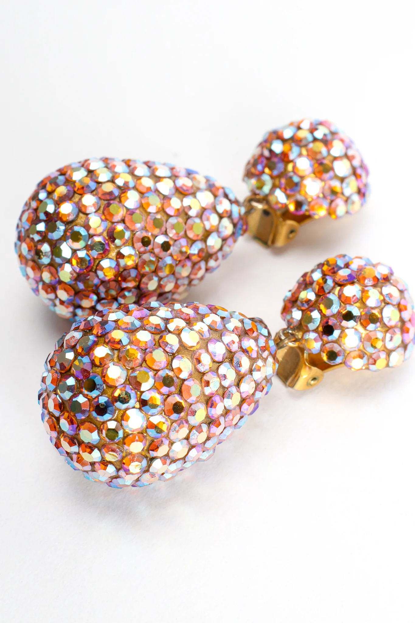 Iridescent Rhinestone Drop Earrings - Image 3