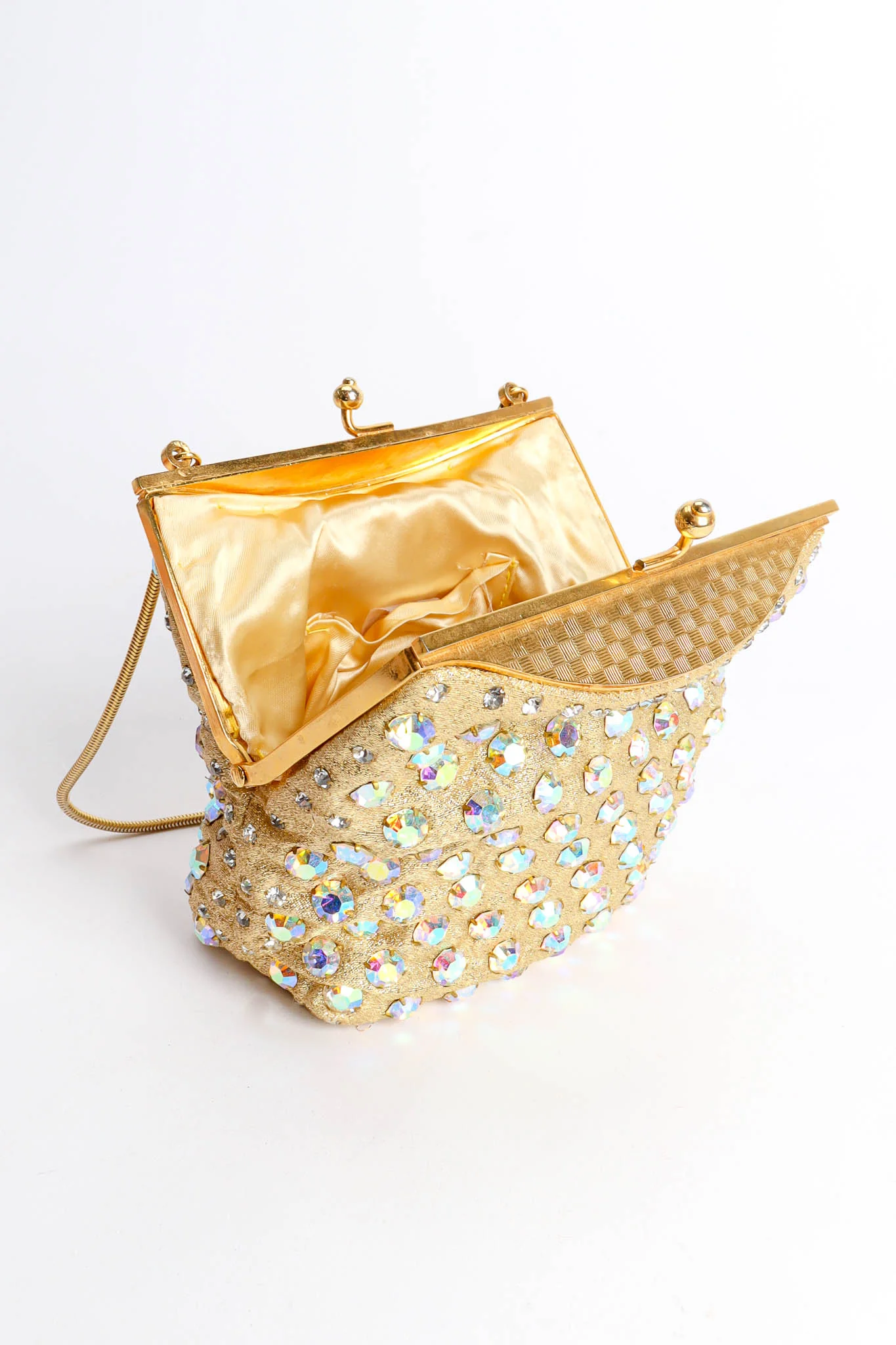 Iridescent Rhinestone Frame Pouch Bag - Image 13