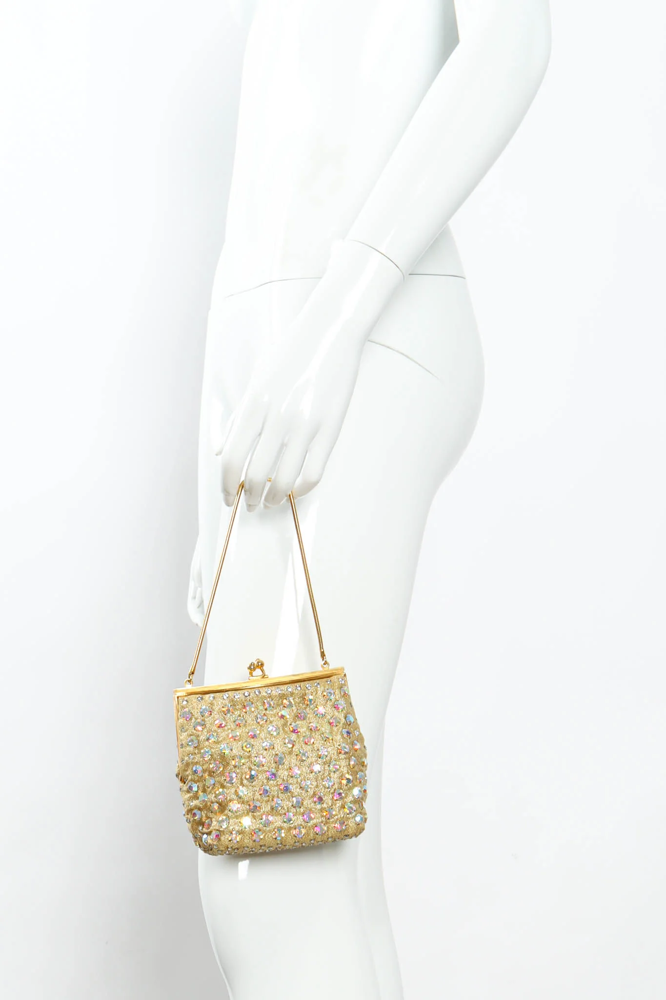 Iridescent Rhinestone Frame Pouch Bag - Image 2