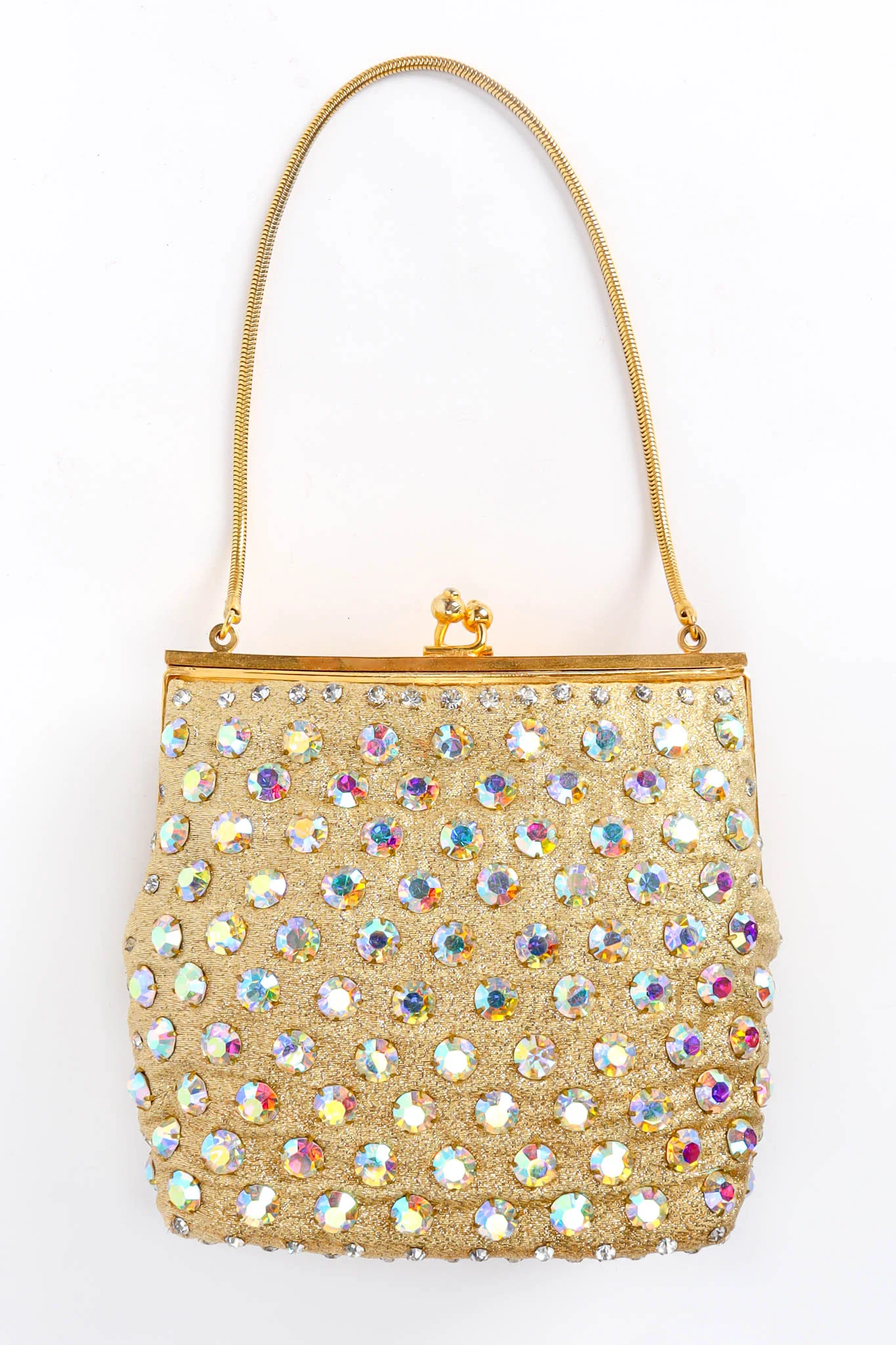 Iridescent Rhinestone Frame Pouch Bag - Image 4