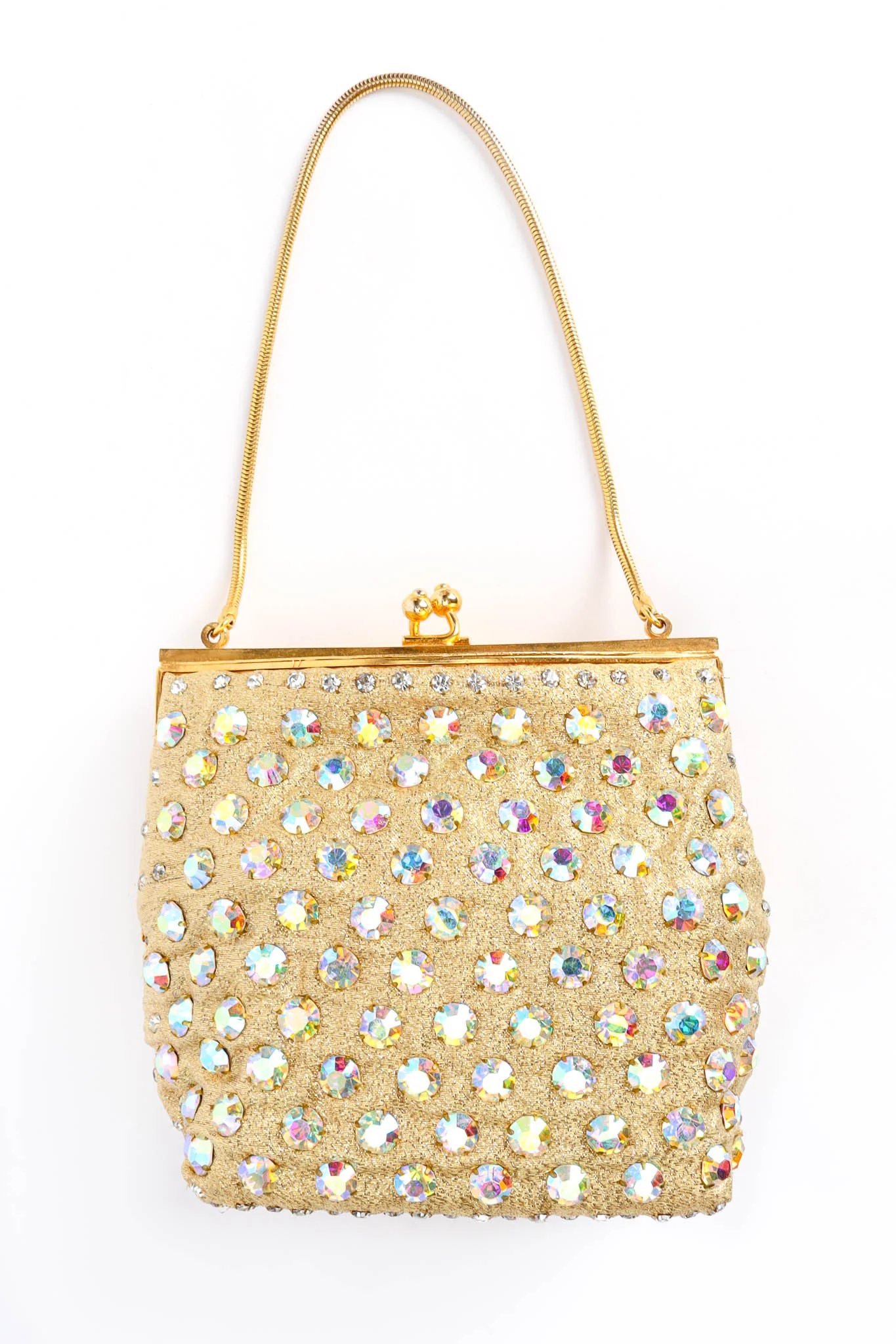 Iridescent Rhinestone Frame Pouch Bag - Image 6