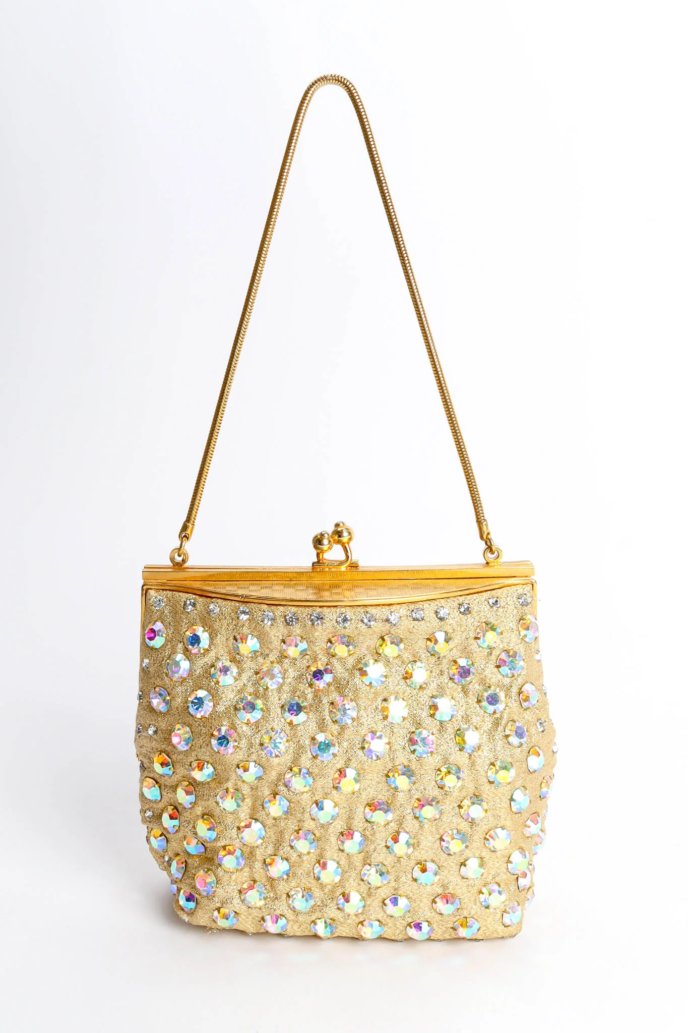 Iridescent Rhinestone Frame Pouch Bag - Image 8