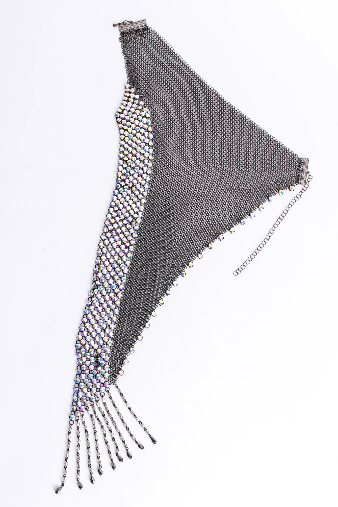 Iridescent Swarovski Ring Mesh Waterfall Necklace - Image 4