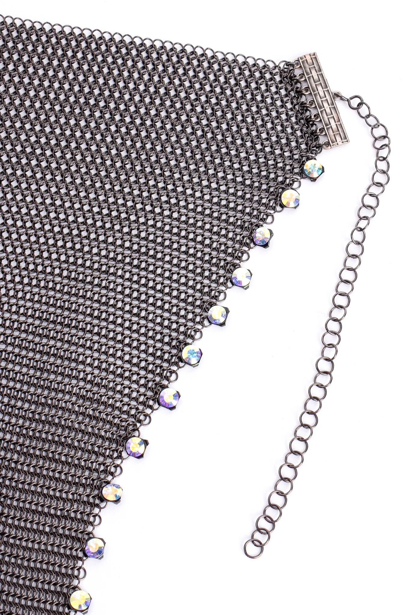 Iridescent Swarovski Ring Mesh Waterfall Necklace - Image 7