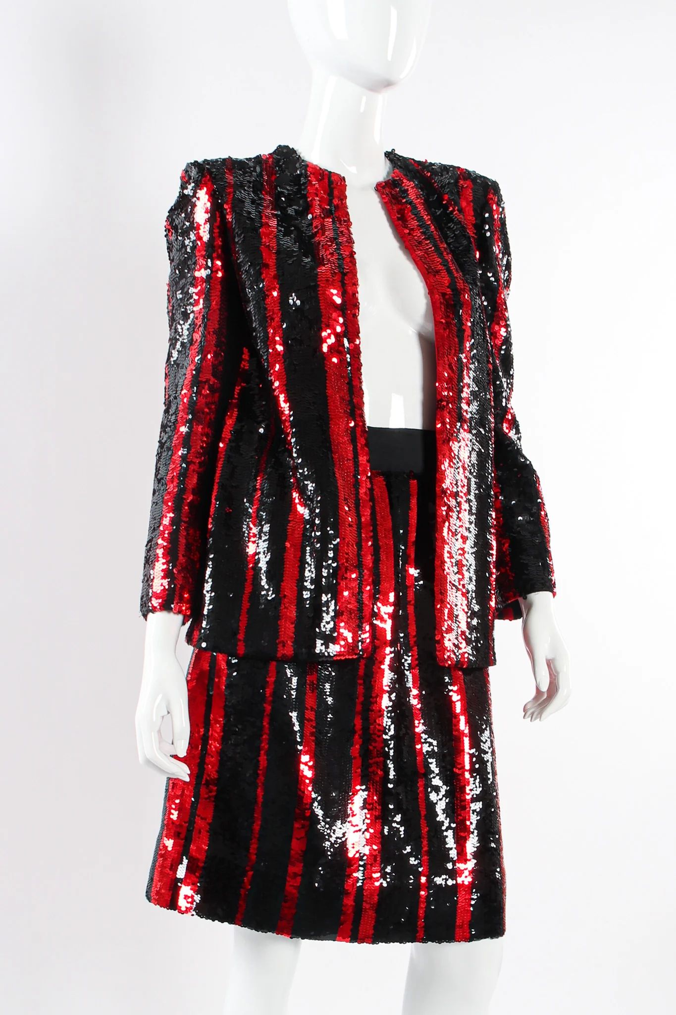 Sequin Stripe Jacket & Skirt Set - Image 2