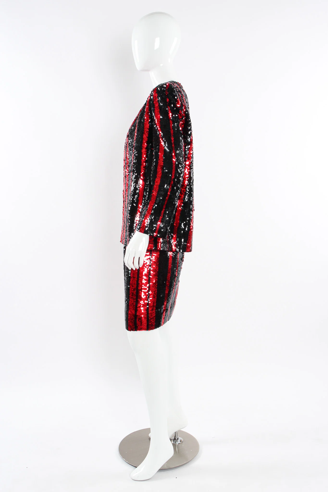 Sequin Stripe Jacket & Skirt Set - Image 3