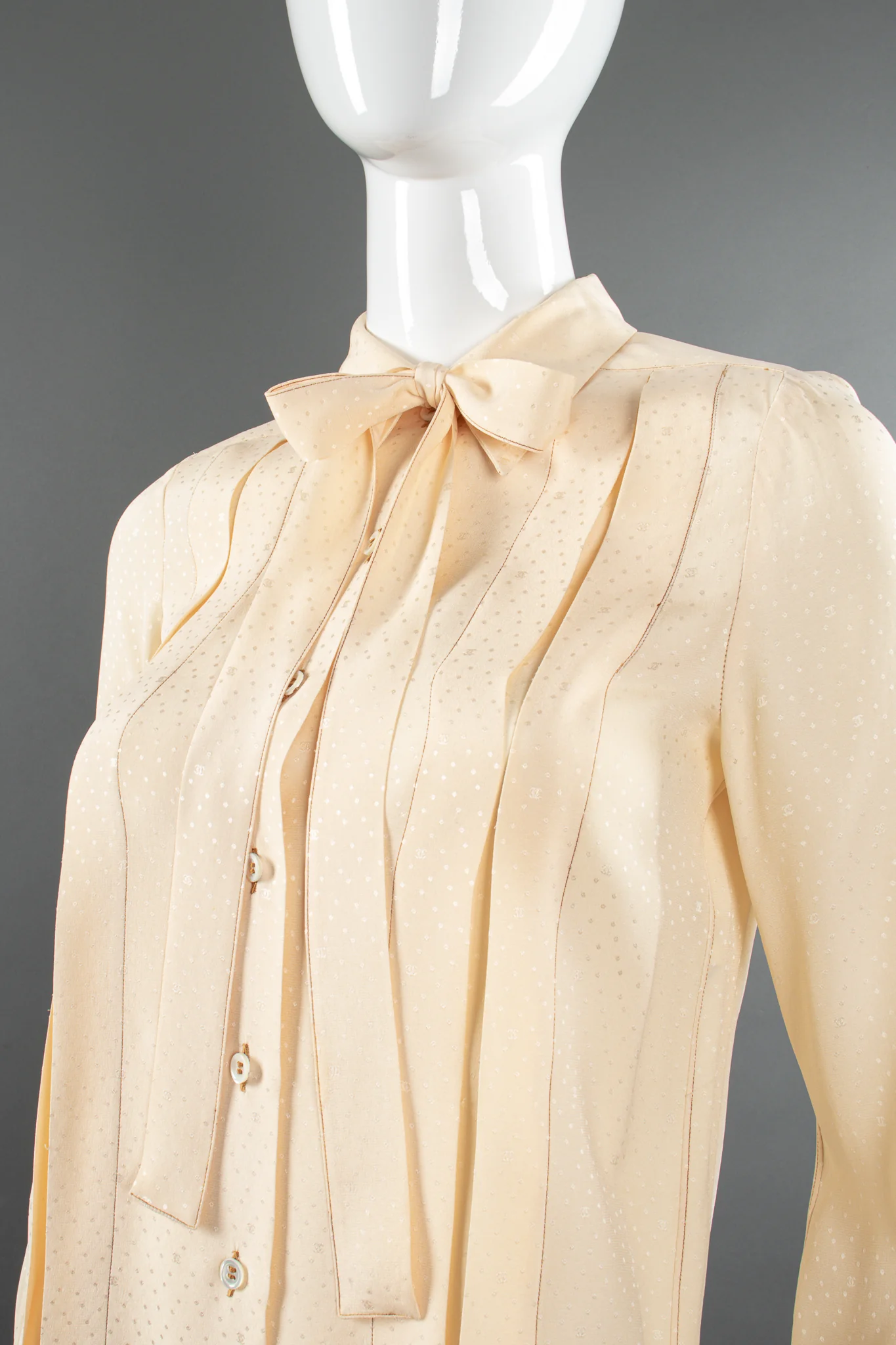 Jacquard Dot Logo Bow Blouse - Image 2