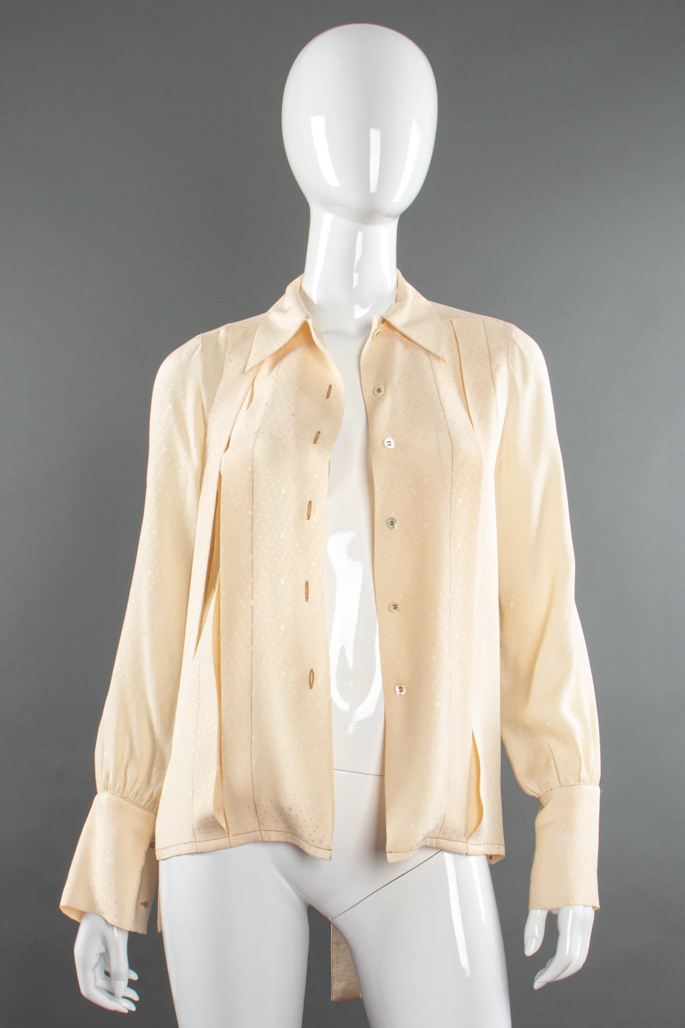 Jacquard Dot Logo Bow Blouse - Image 5