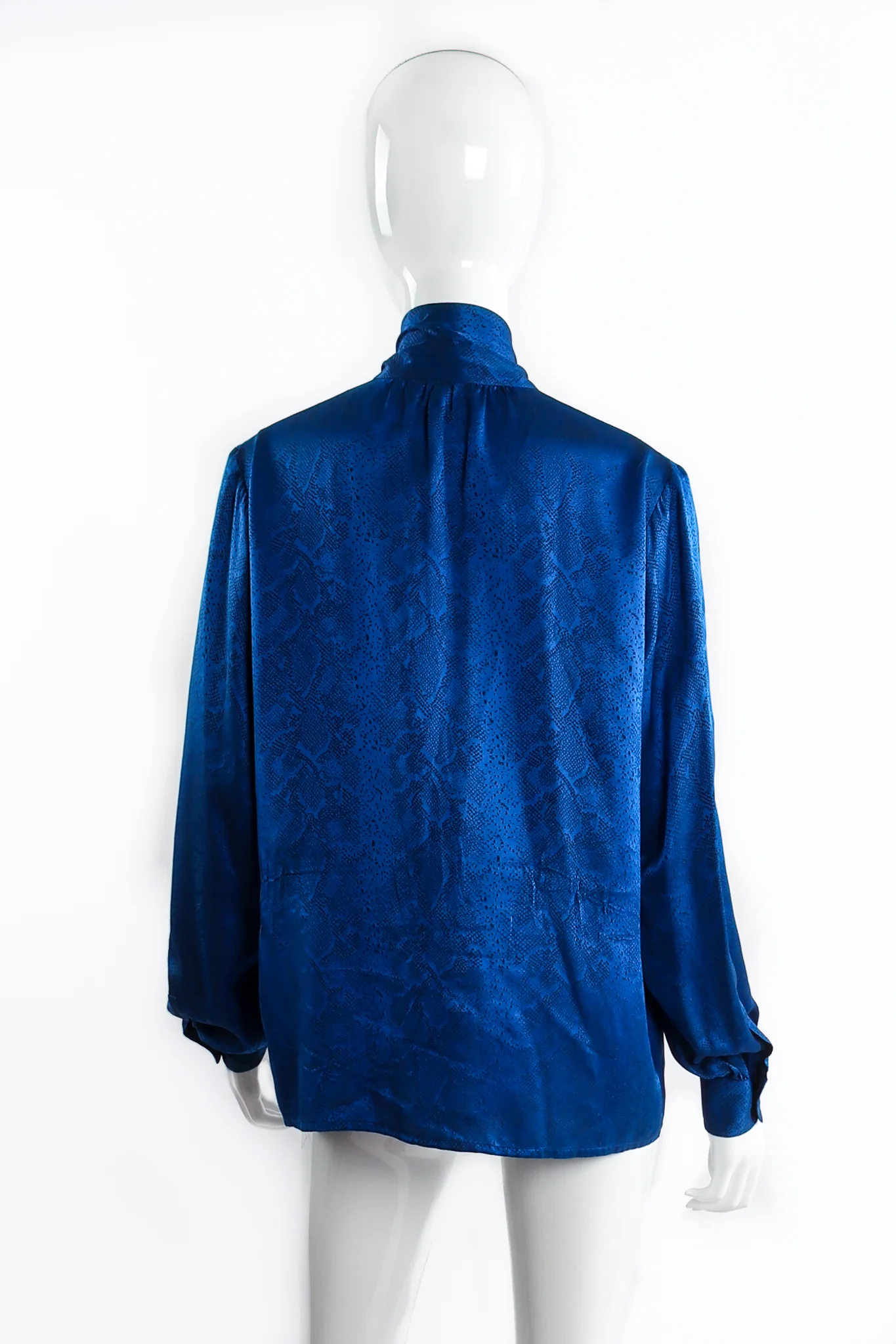 Jacquard Snake Silk Bow Blouse - Image 7