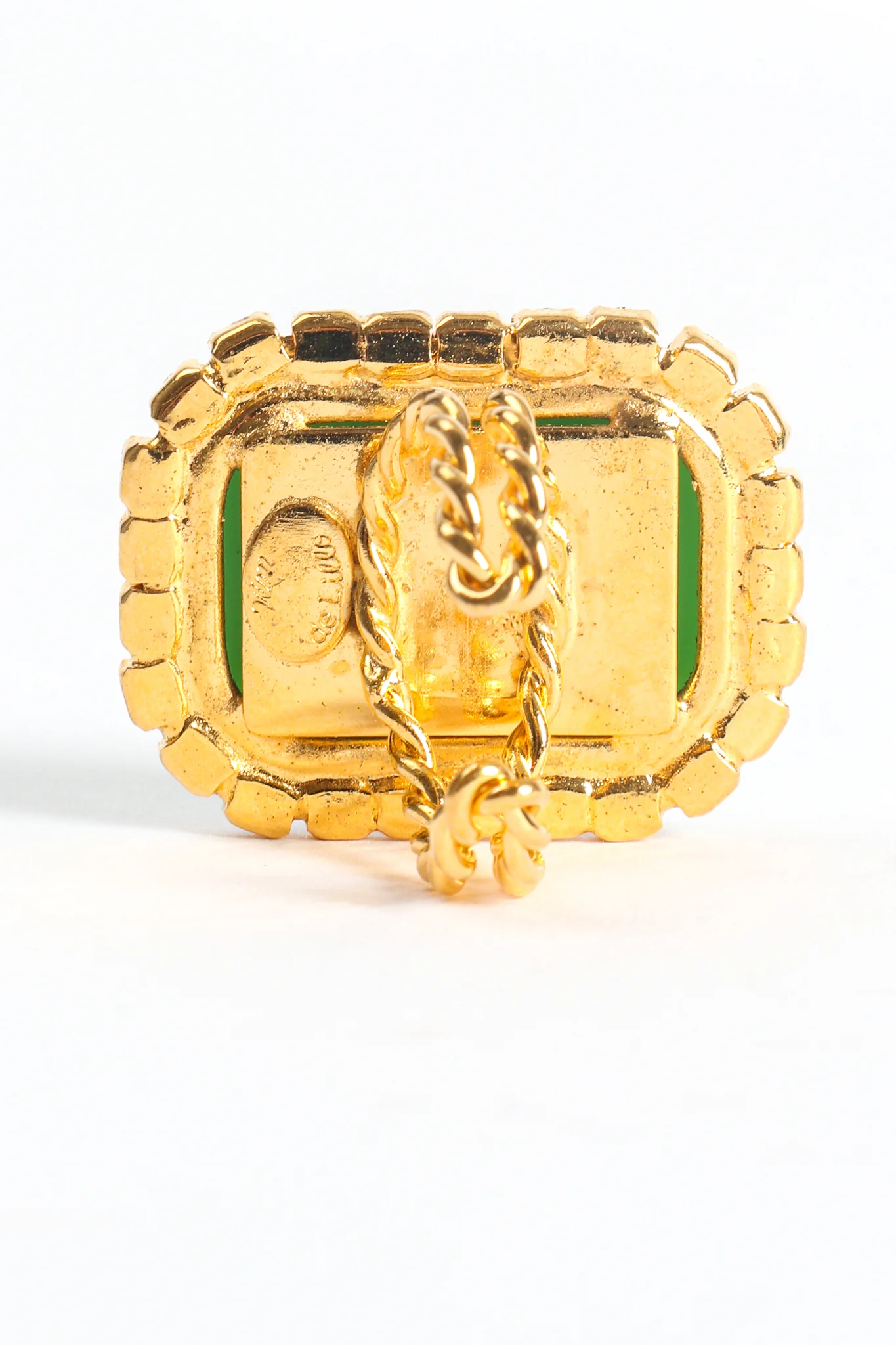 Jade Cabochon Rhinestone Cocktail Ring - Image 5