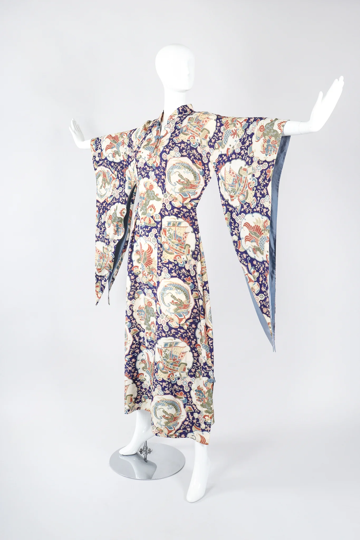 Japanese Folk Print Kimono Caftan - Image 4