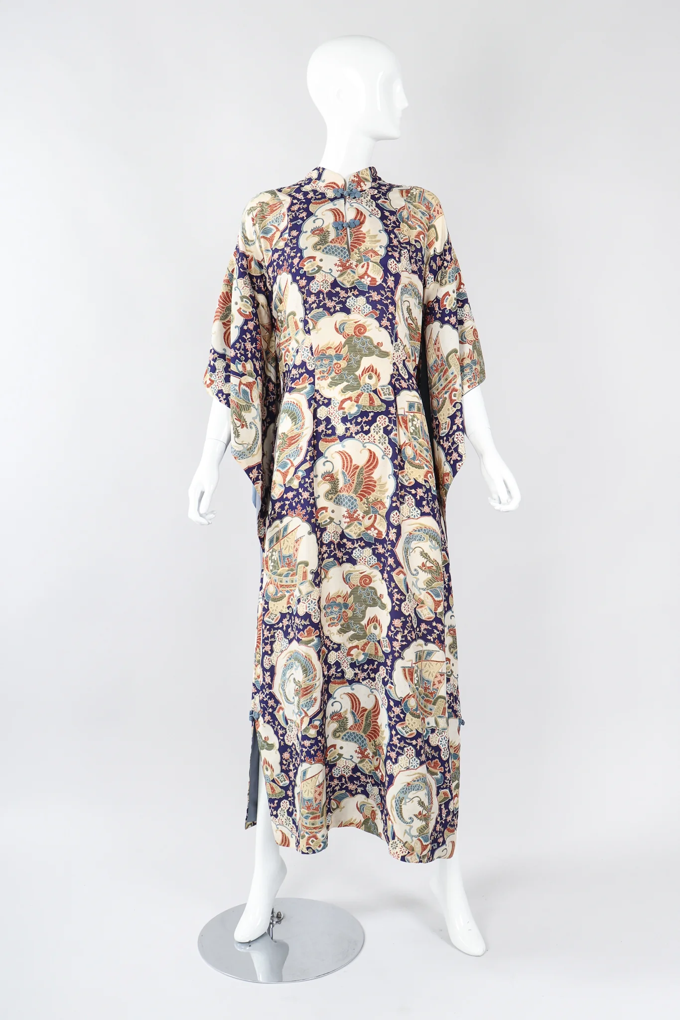 Japanese Folk Print Kimono Caftan - Image 8