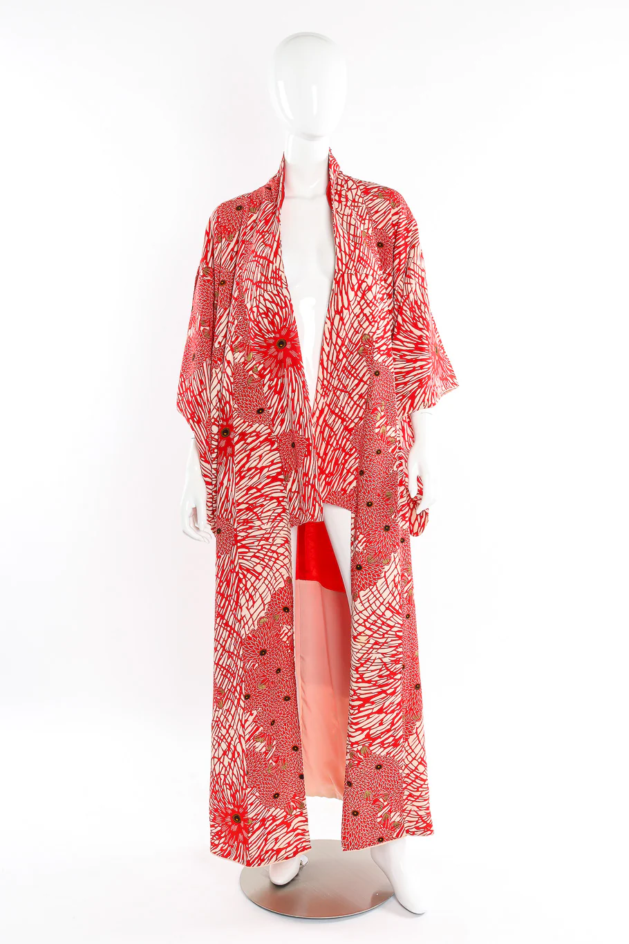 Japanese Red Winter Floral Kimono - Image 3