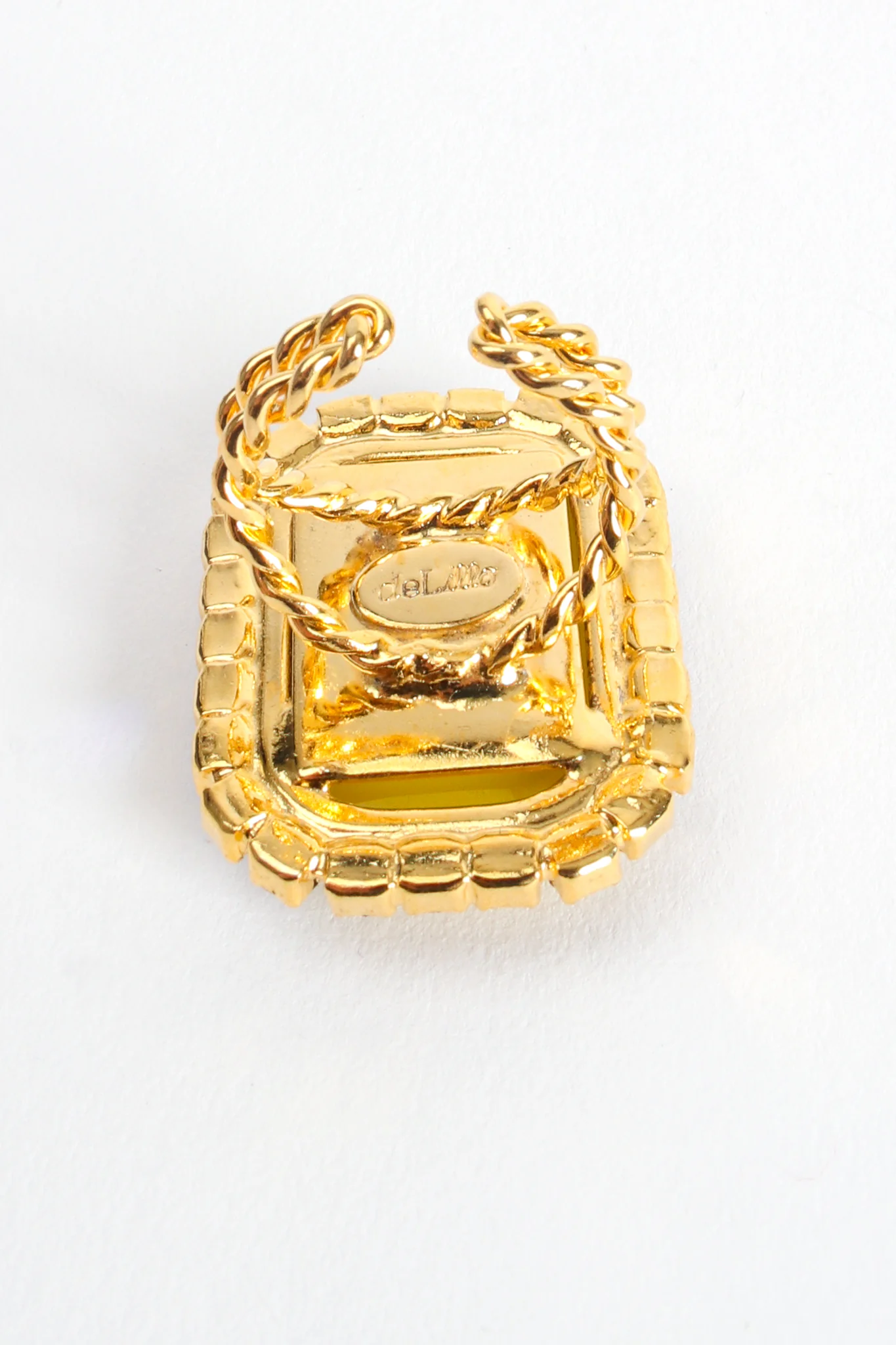 Yellow Jasper Cabochon Rhinestone Cocktail Ring - Image 5