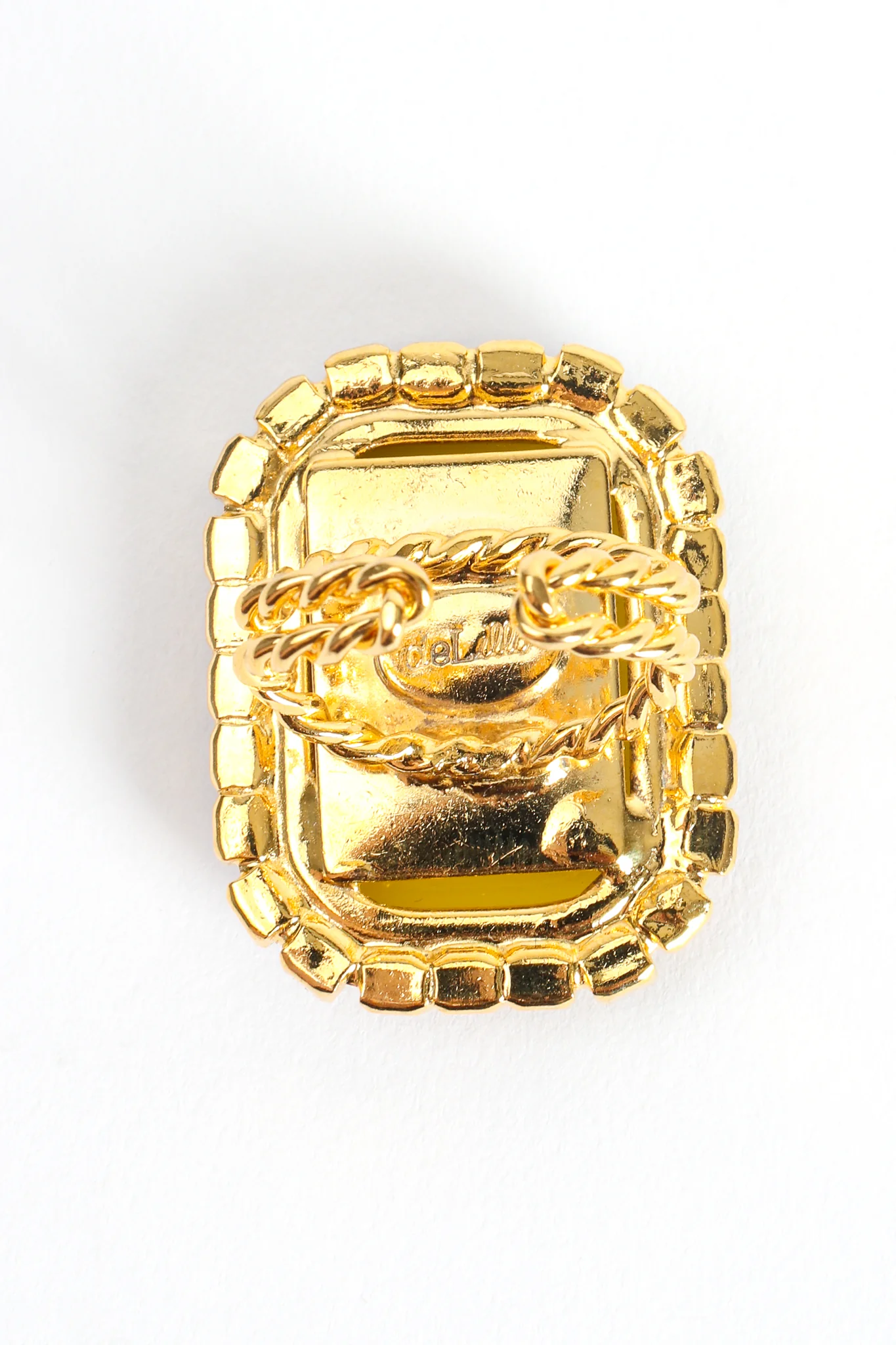 Yellow Jasper Cabochon Rhinestone Cocktail Ring - Image 6