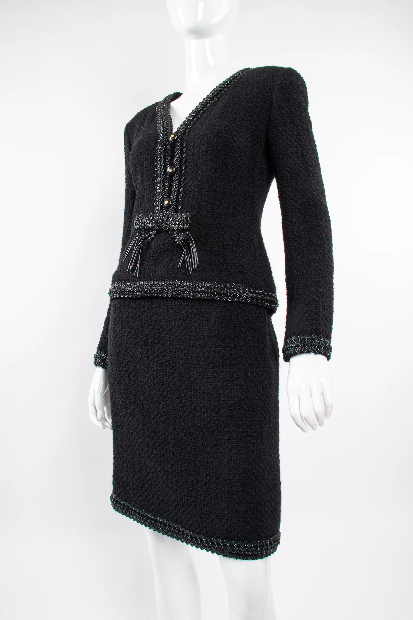 1994 S/S Jelly Bow Bouclé Tweed Jacket & Skirt Set