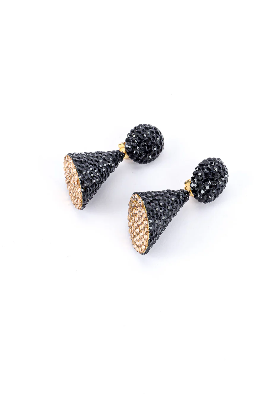 Jet Black Crystal Cone Earrings - Image 3