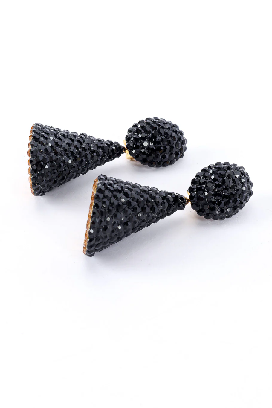 Jet Black Crystal Cone Earrings - Image 4
