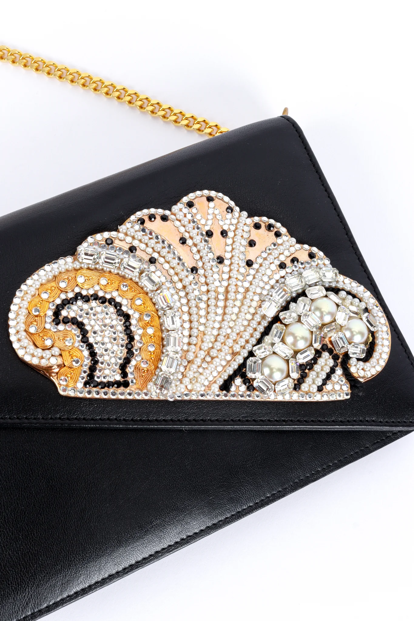Jewel Appliqué Leather Envelope Clutch - Image 5