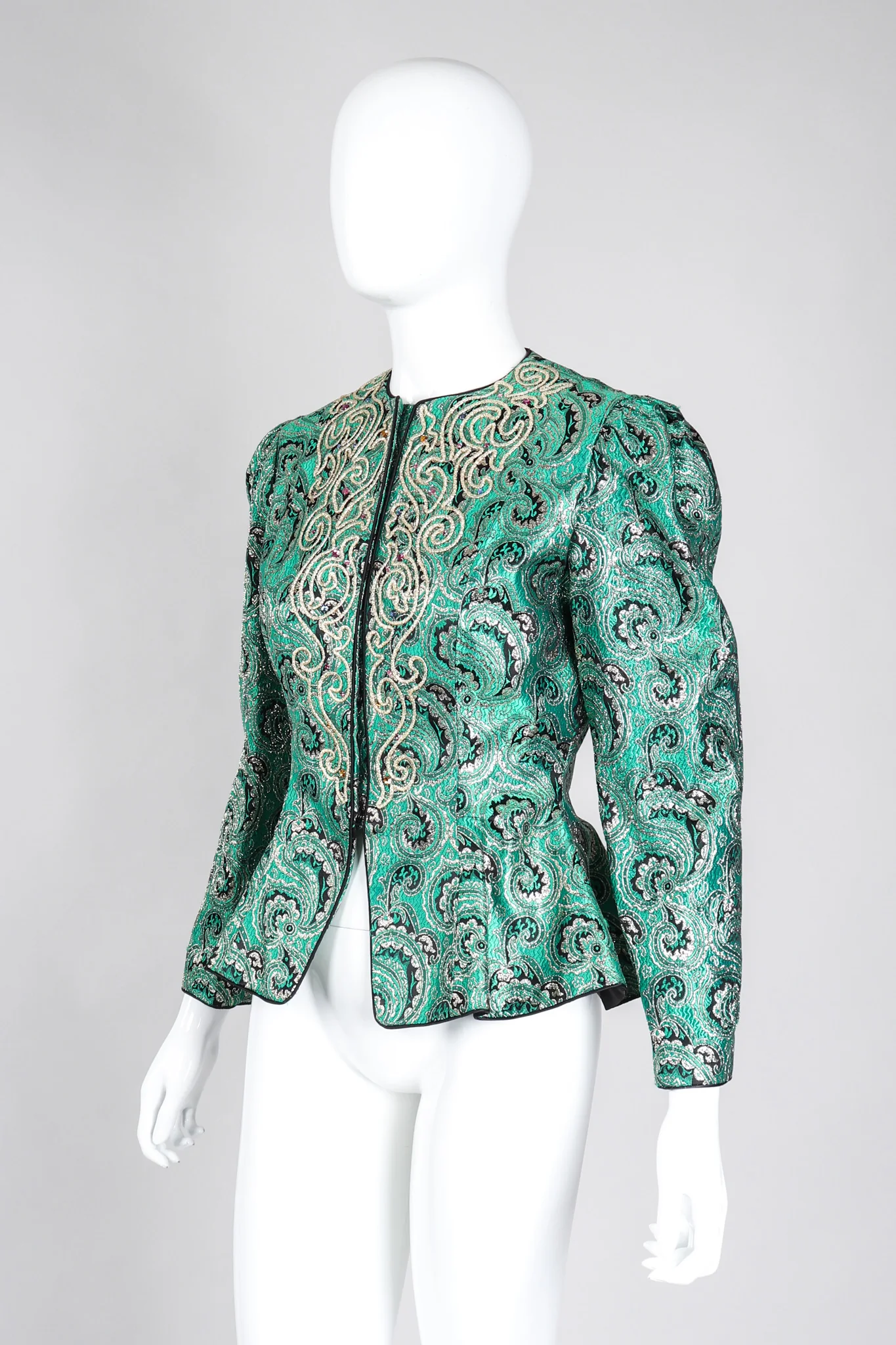 Jeweled Brocade Peplum Jacket - Image 3
