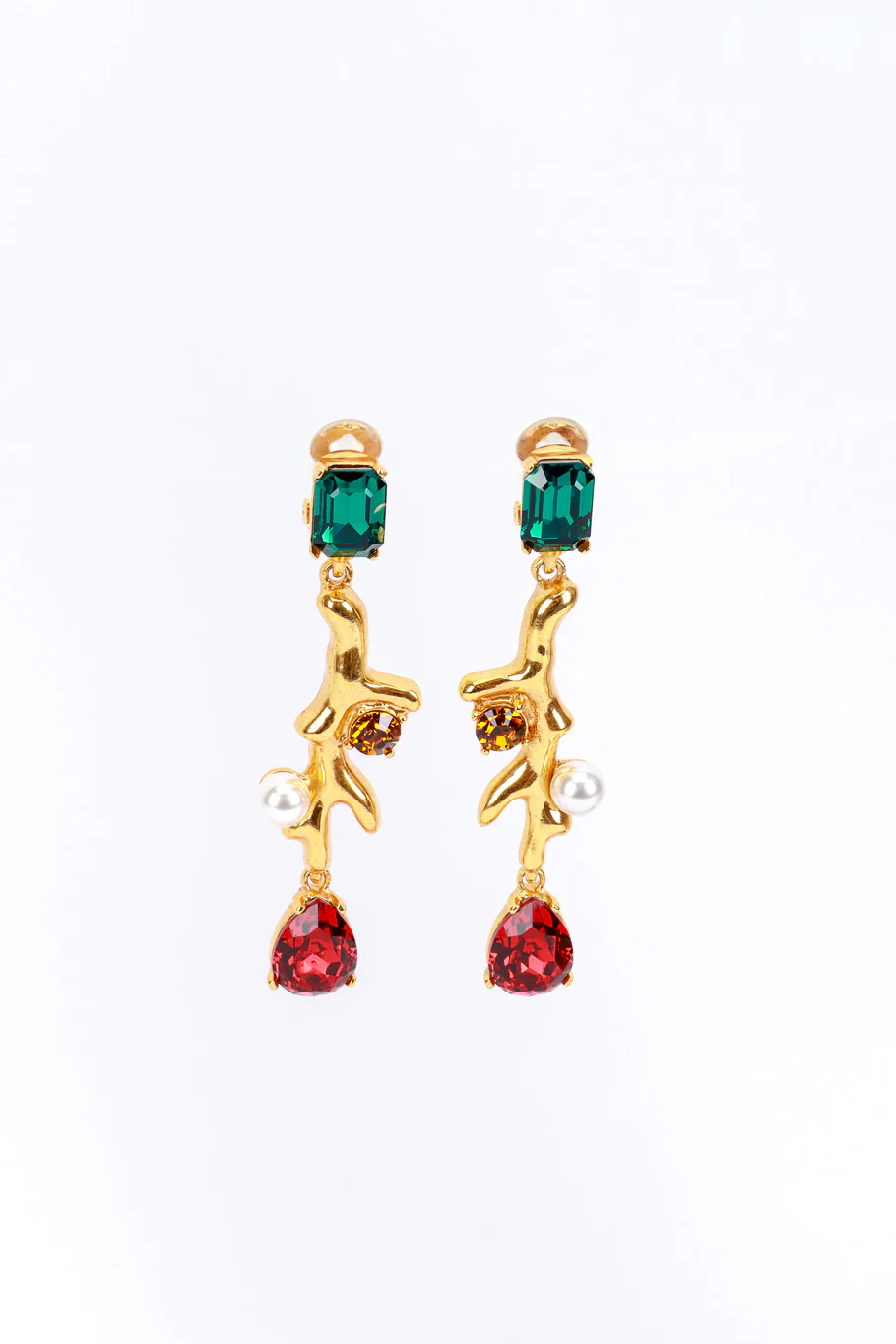 Jeweled Coral Drop Earrings