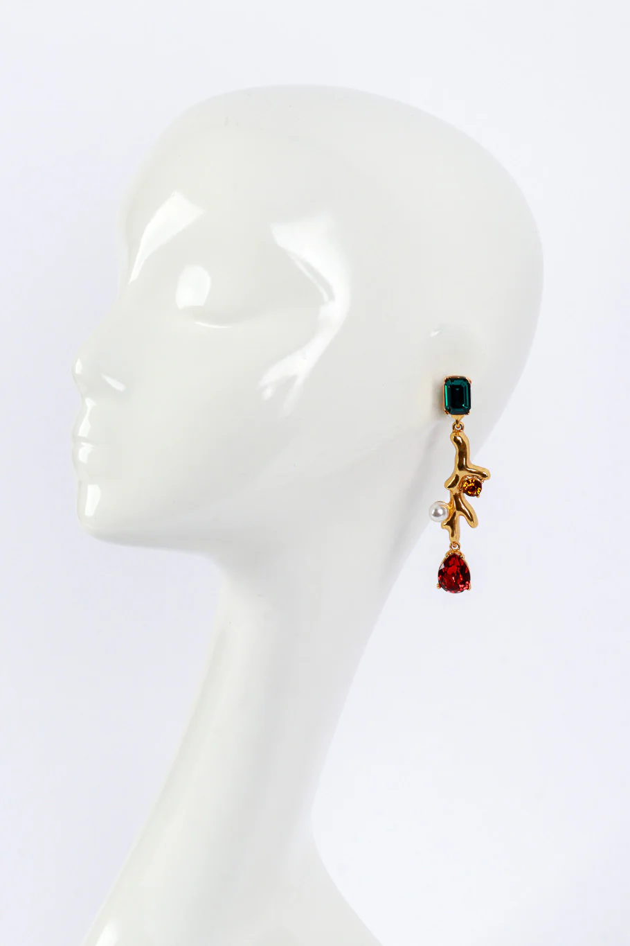 Jeweled Coral Drop Earrings - Image 3