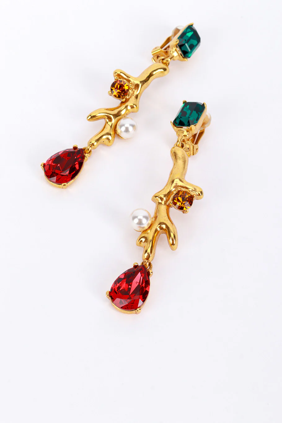 Jeweled Coral Drop Earrings - Image 4
