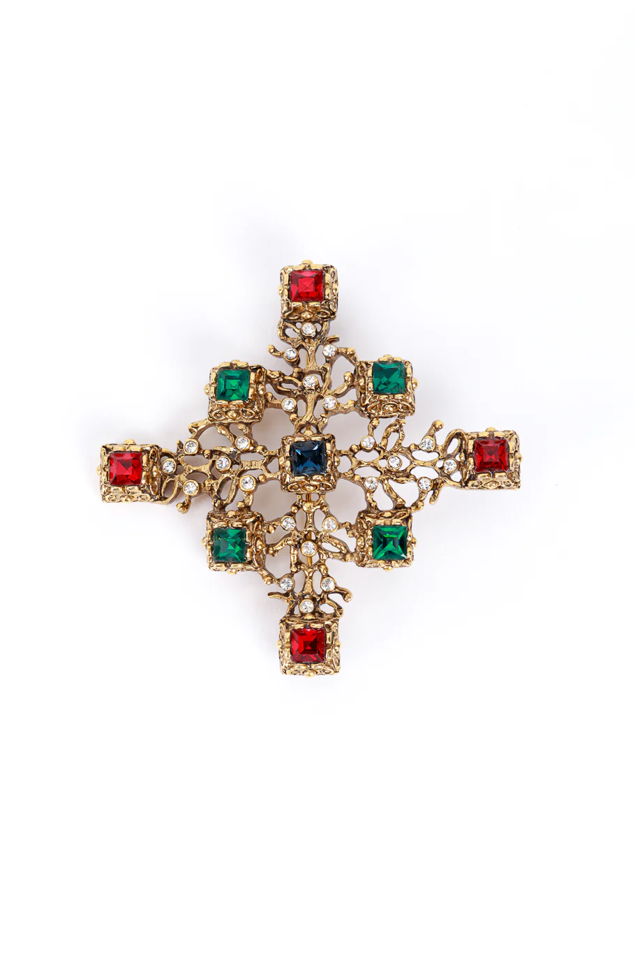 Jeweled Cross Brooch