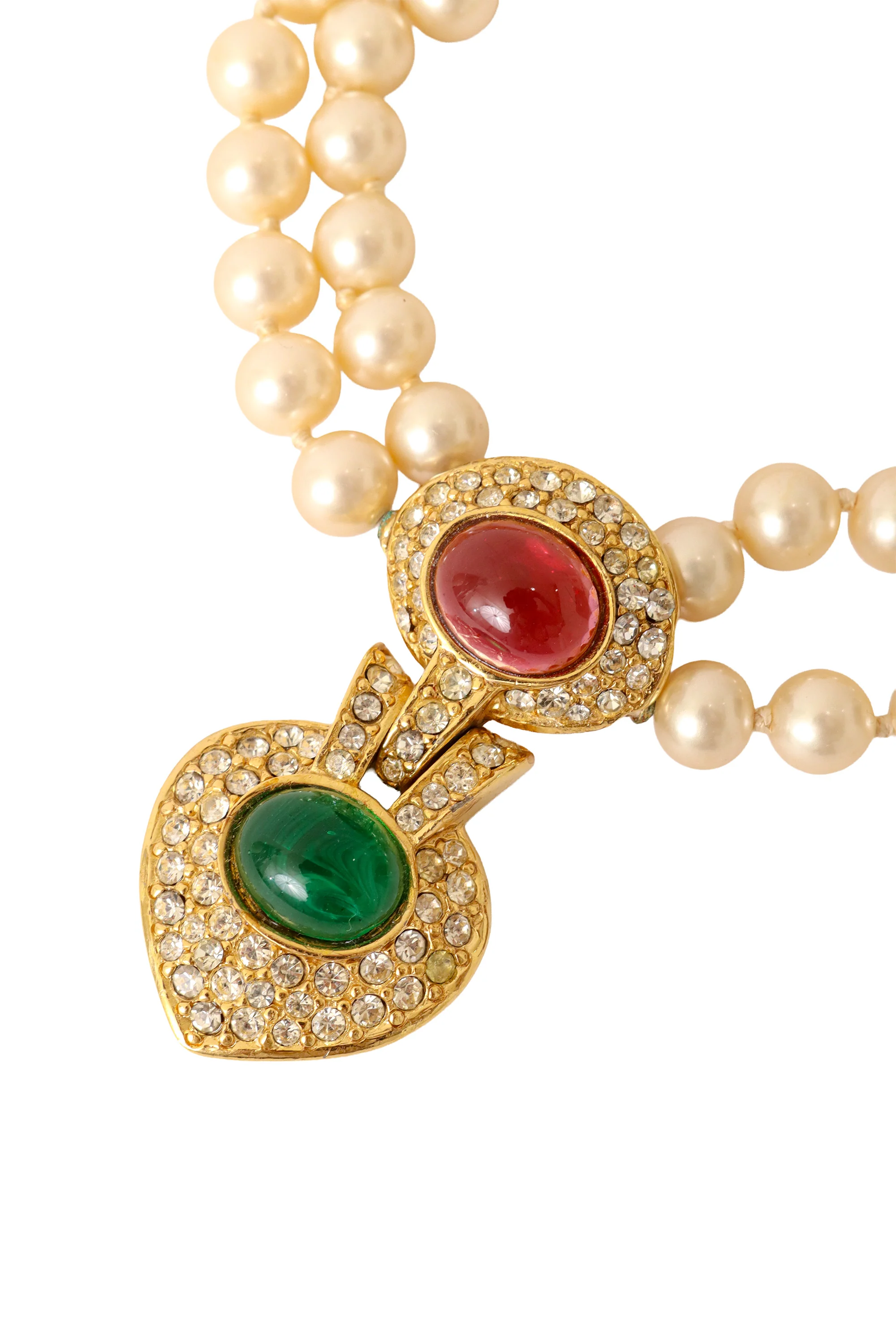 Jeweled Crystal Pendant Pearl Necklace - Image 3