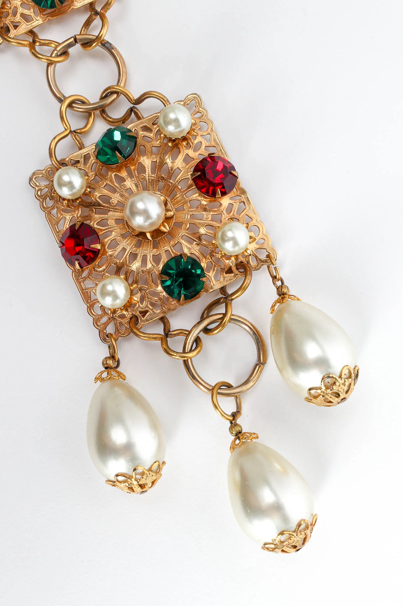 Jeweled Filigree Pendant Necklace - Image 4